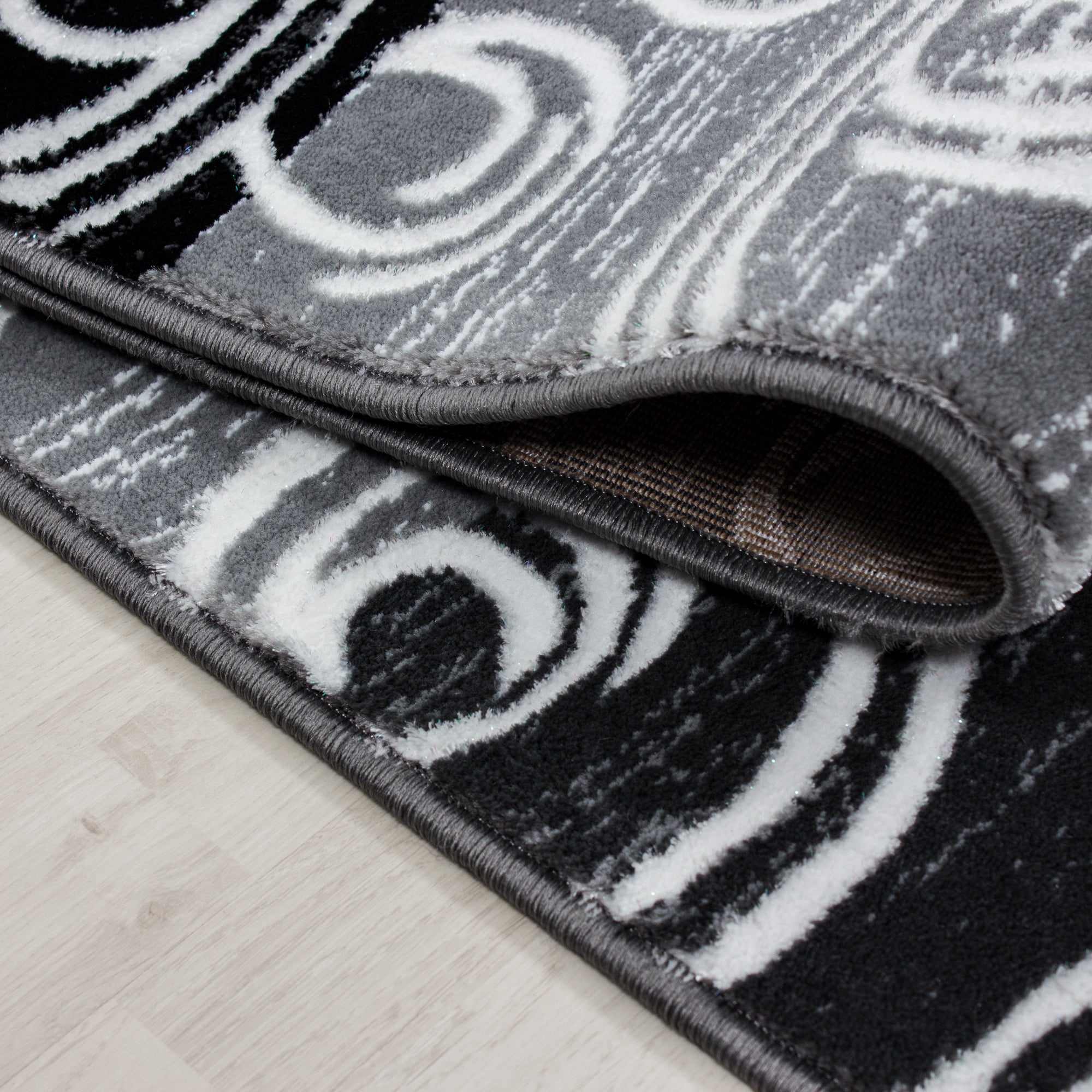 Grijs Tapijt Laagpolig Vloerkleed Omid Curve - Omid Carpets