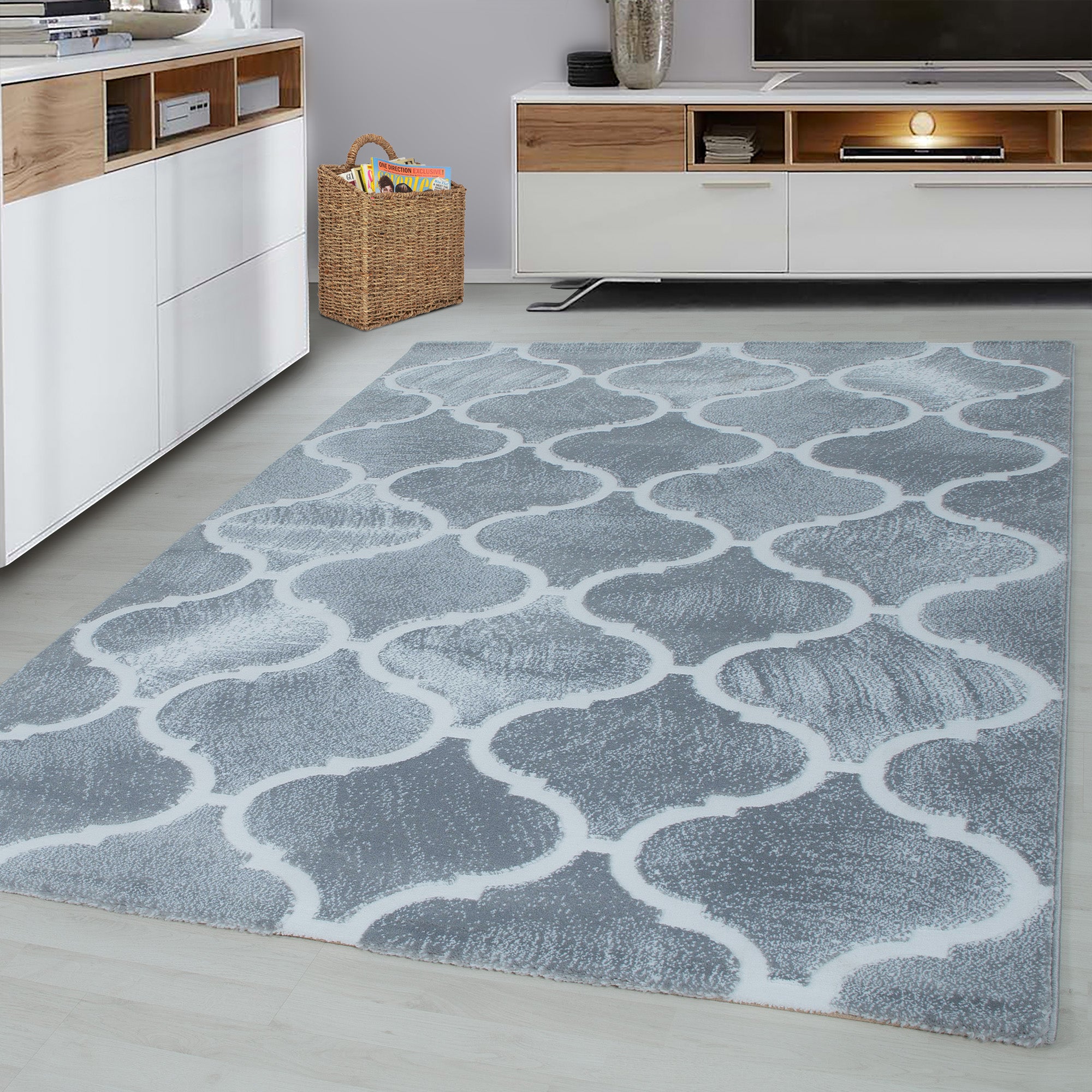 Grijs Tapijt Laagpolig Vloerkleed Omid Curve - Omid Carpets