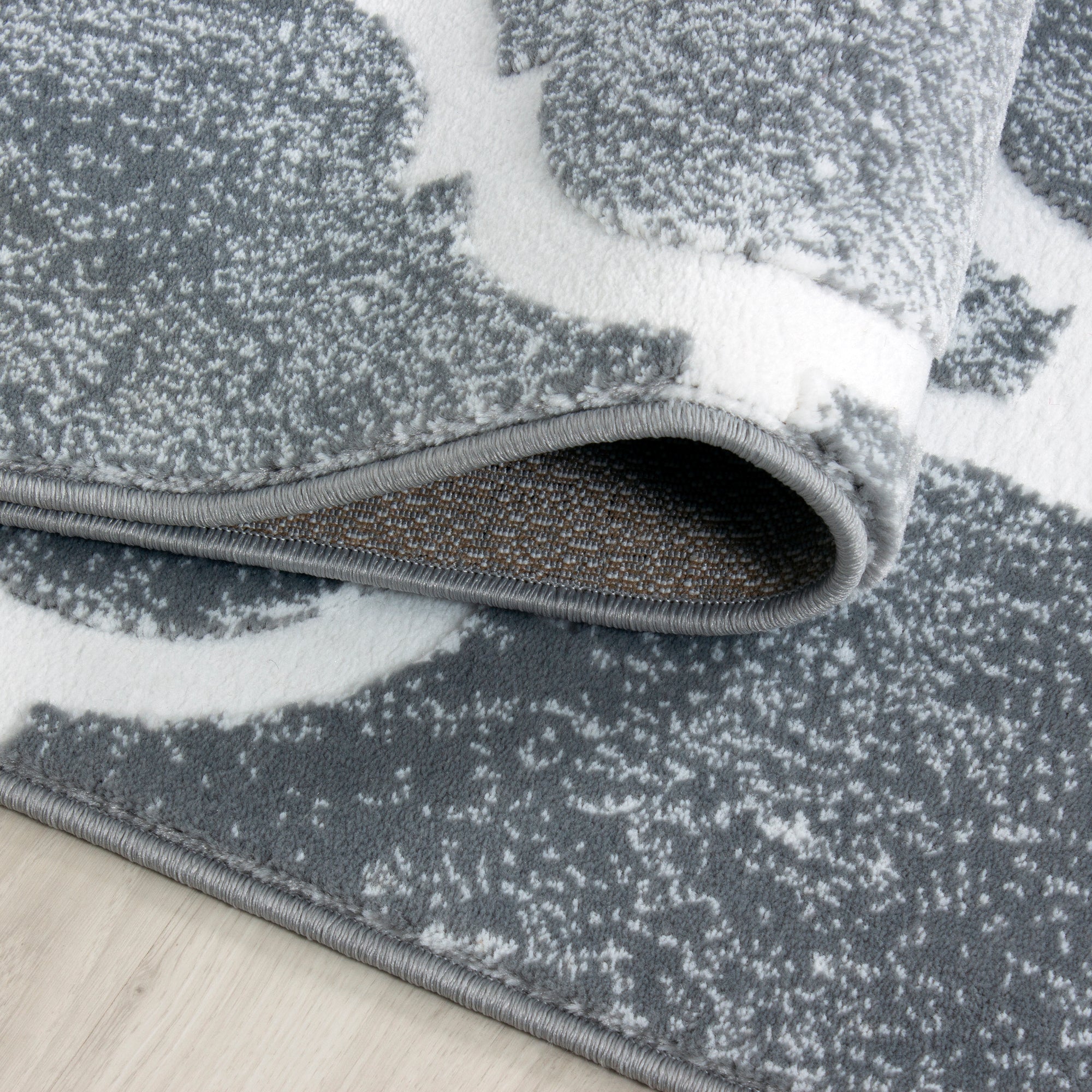 Grijs Tapijt Laagpolig Vloerkleed Omid Curve - Omid Carpets
