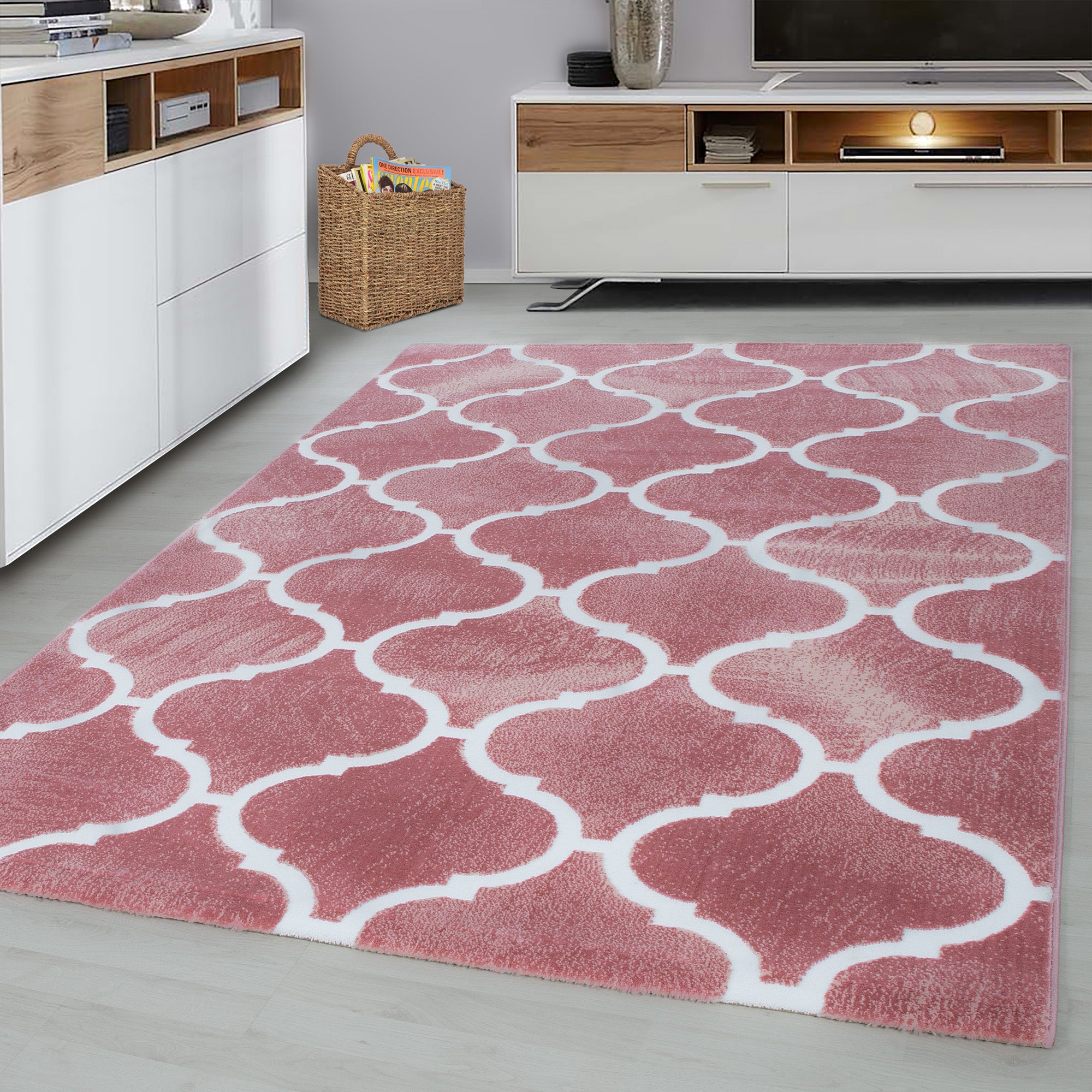 Roos Tapijt Laagpolig Vloerkleed Omid Curve - Omid Carpets