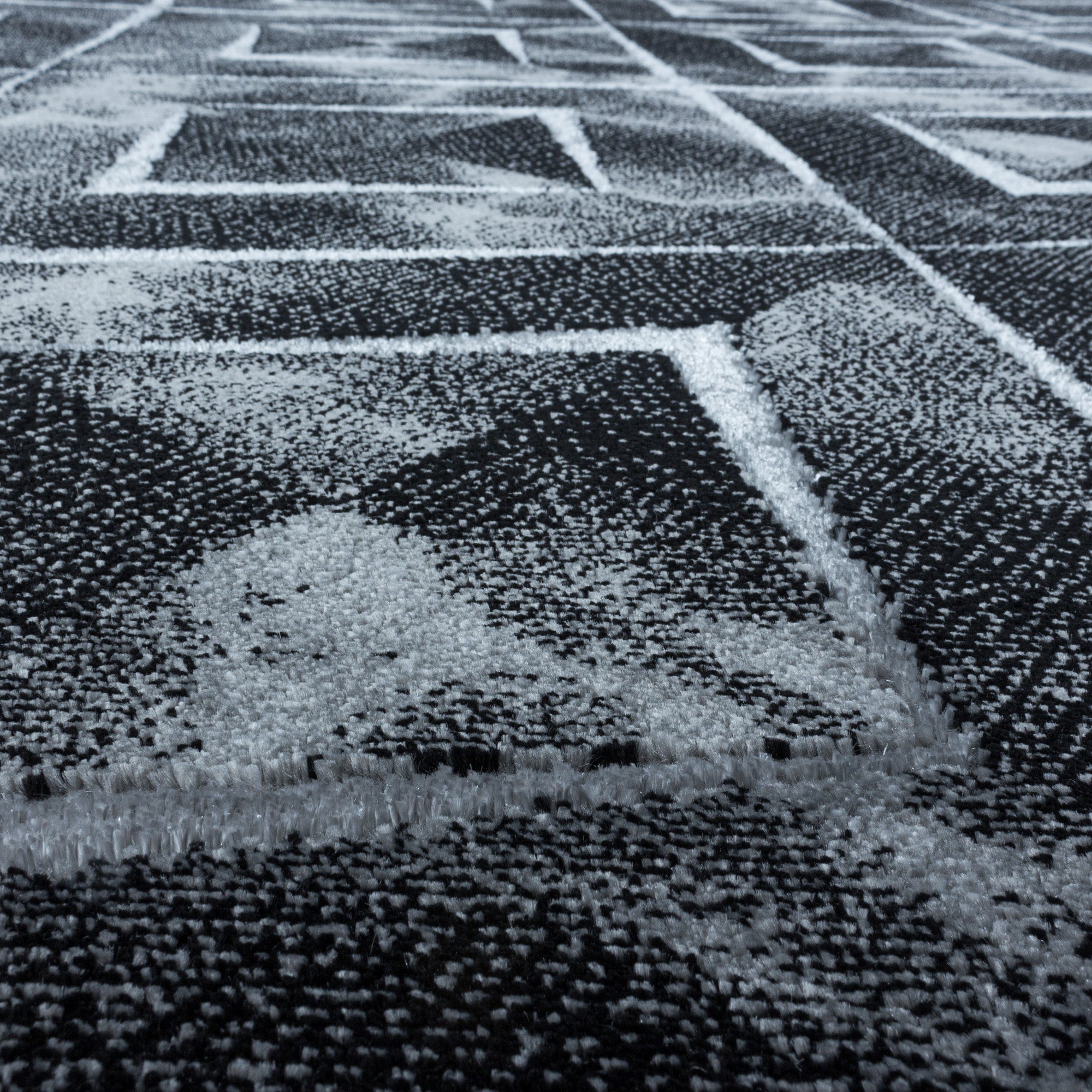 ZilverZwart Tapijt Laagpolig Vloerkleed Omid Perfect Symmetry