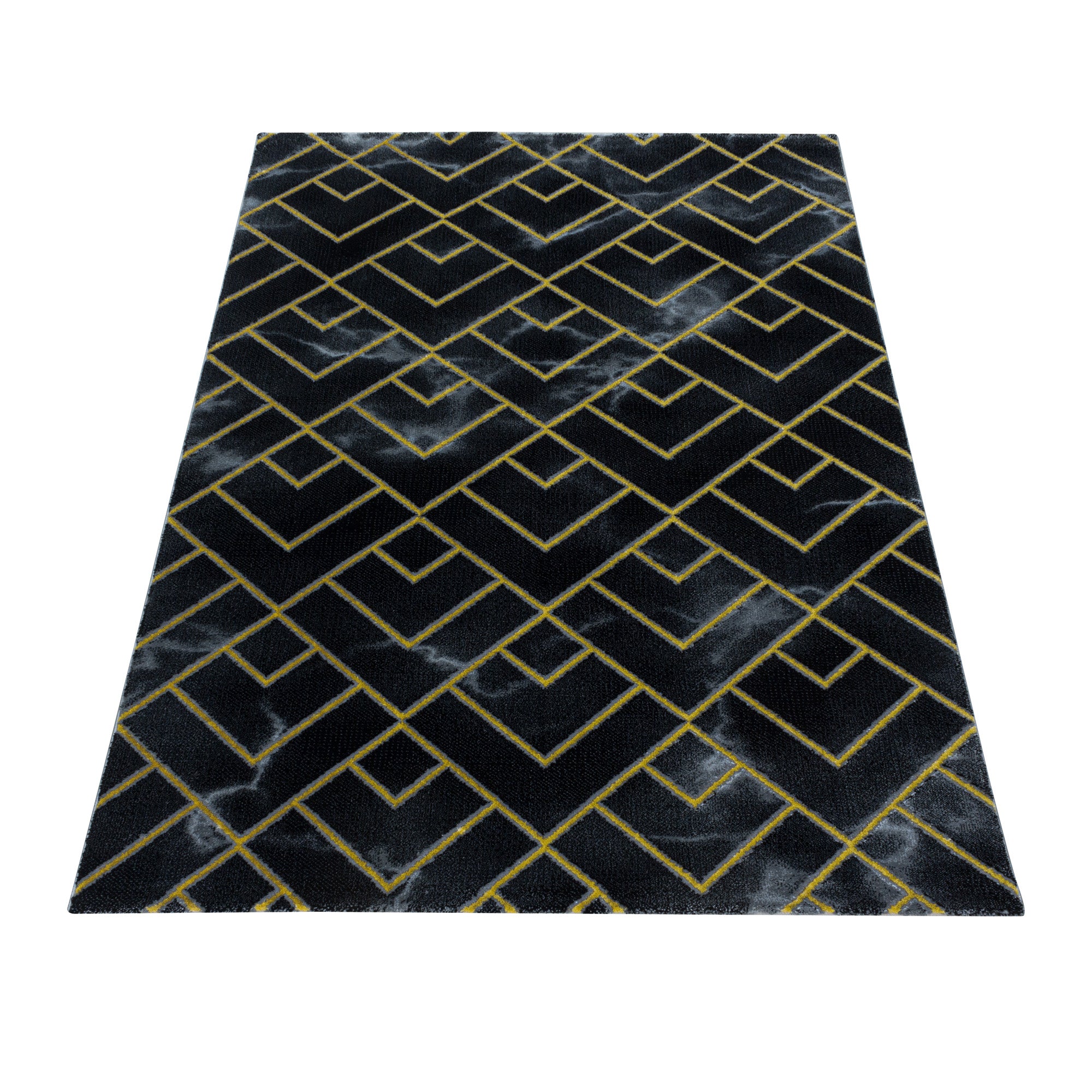 ZwartGoud Tapijt Laagpolig Vloerkleed Omid Marble Inspiration