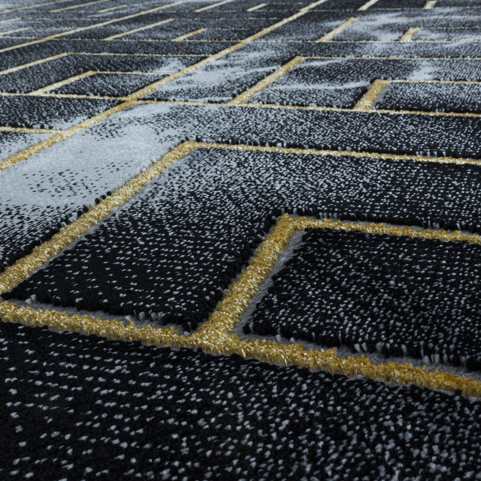 ZwartGoud Tapijt Laagpolig Vloerkleed Omid Marble Inspiration
