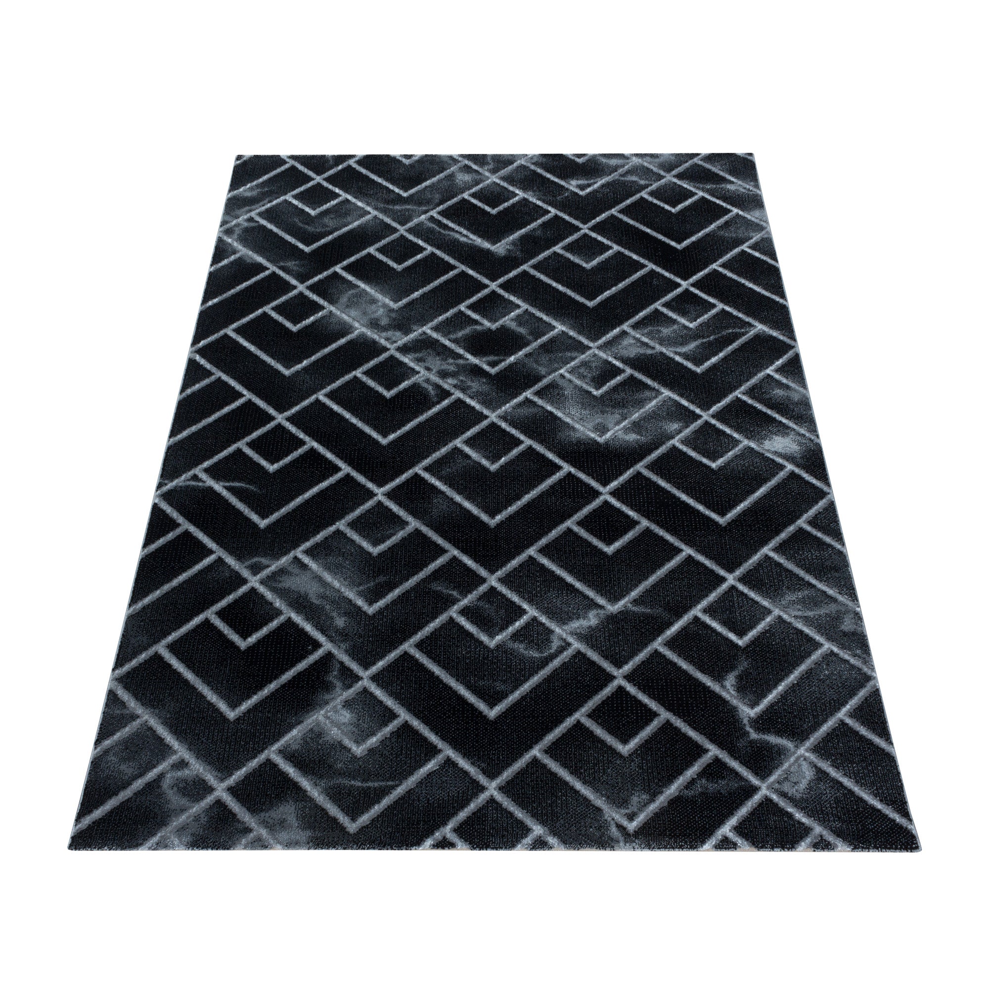 ZwartZilver Tapijt Laagpolig Vloerkleed Omid Marble Inspiration