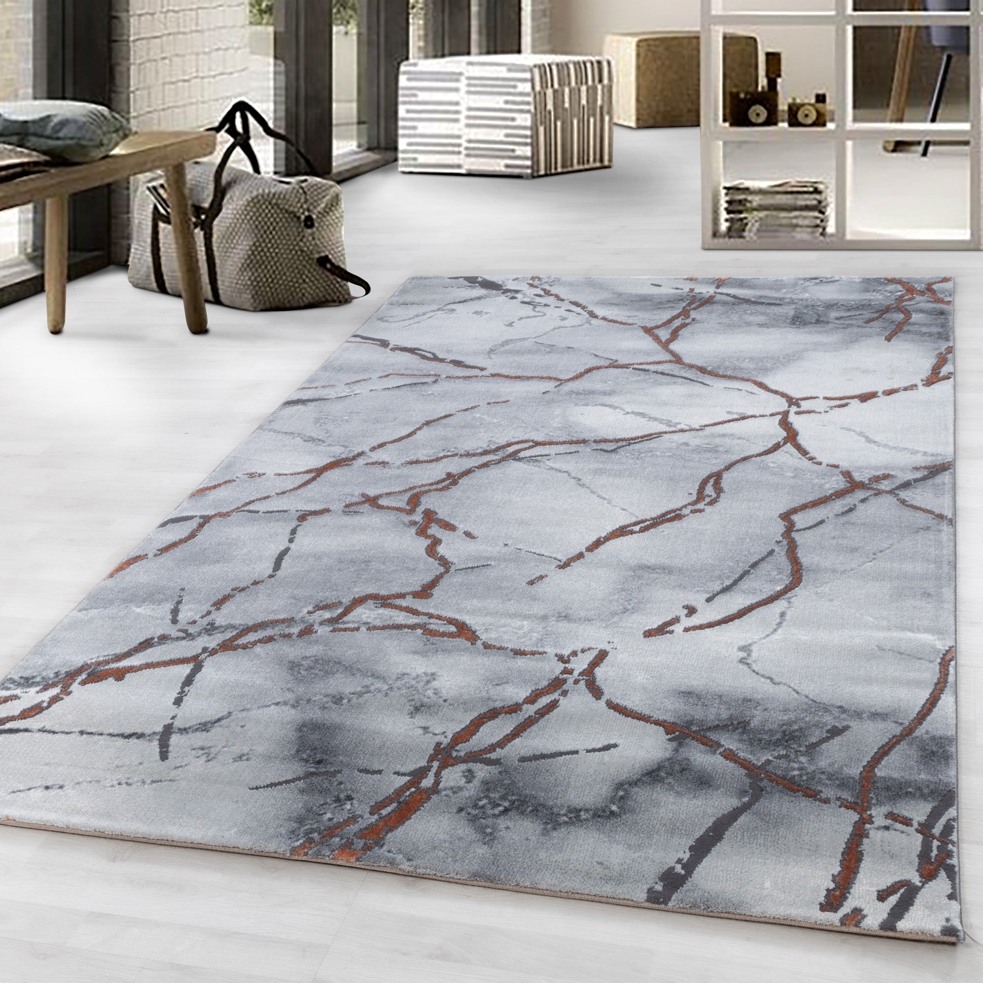 Roos Tapijt Laagpolig Vloerkleed Omid Marble Inspiration