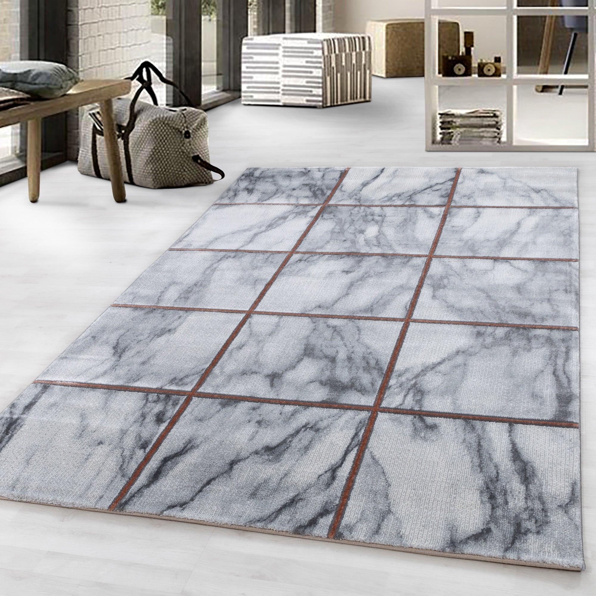 Roze Tapijt Laagpolig Vloerkleed Omid Marble Inspiration