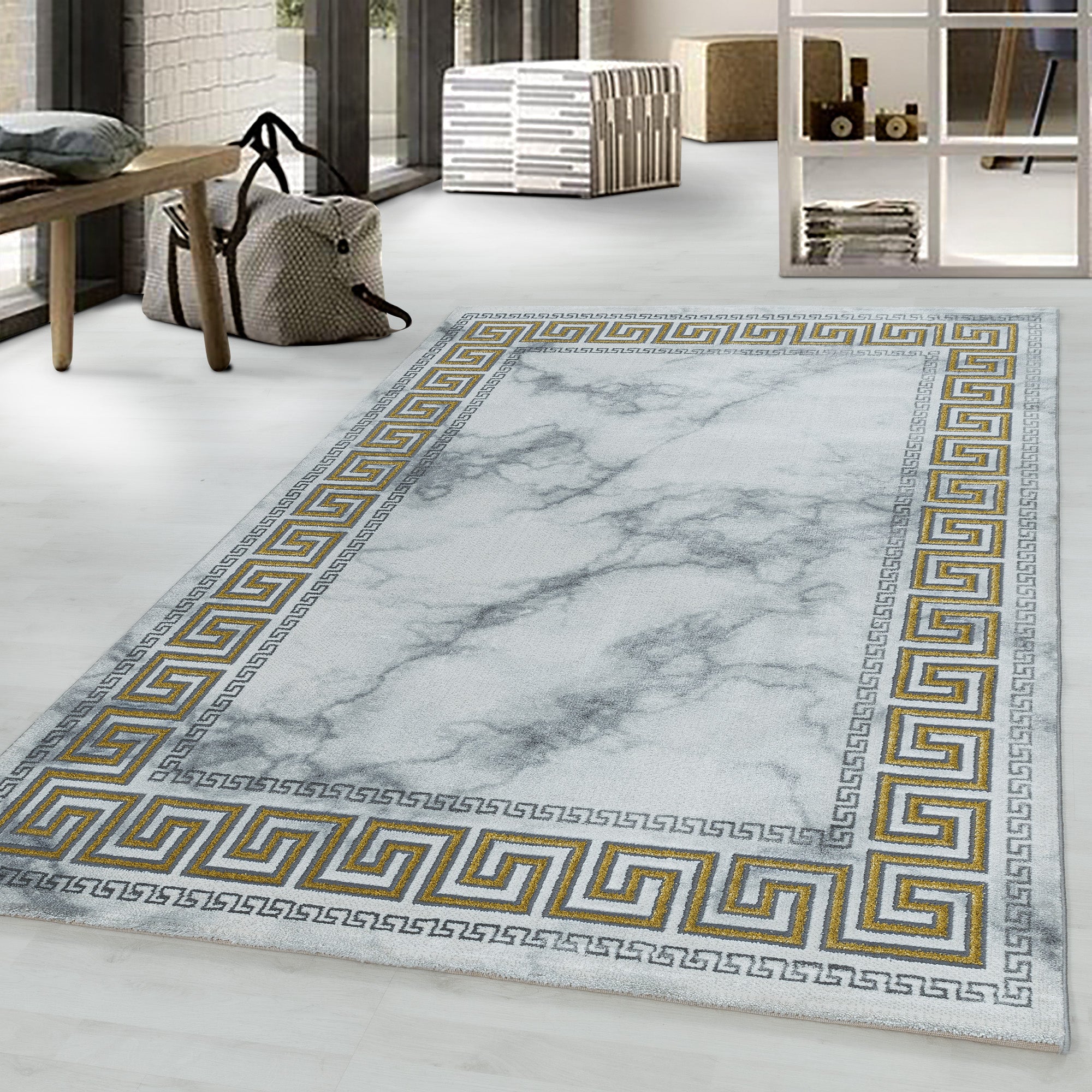 Goud Tapijt Laagpolig Vloerkleed Omid Marble Inspiration