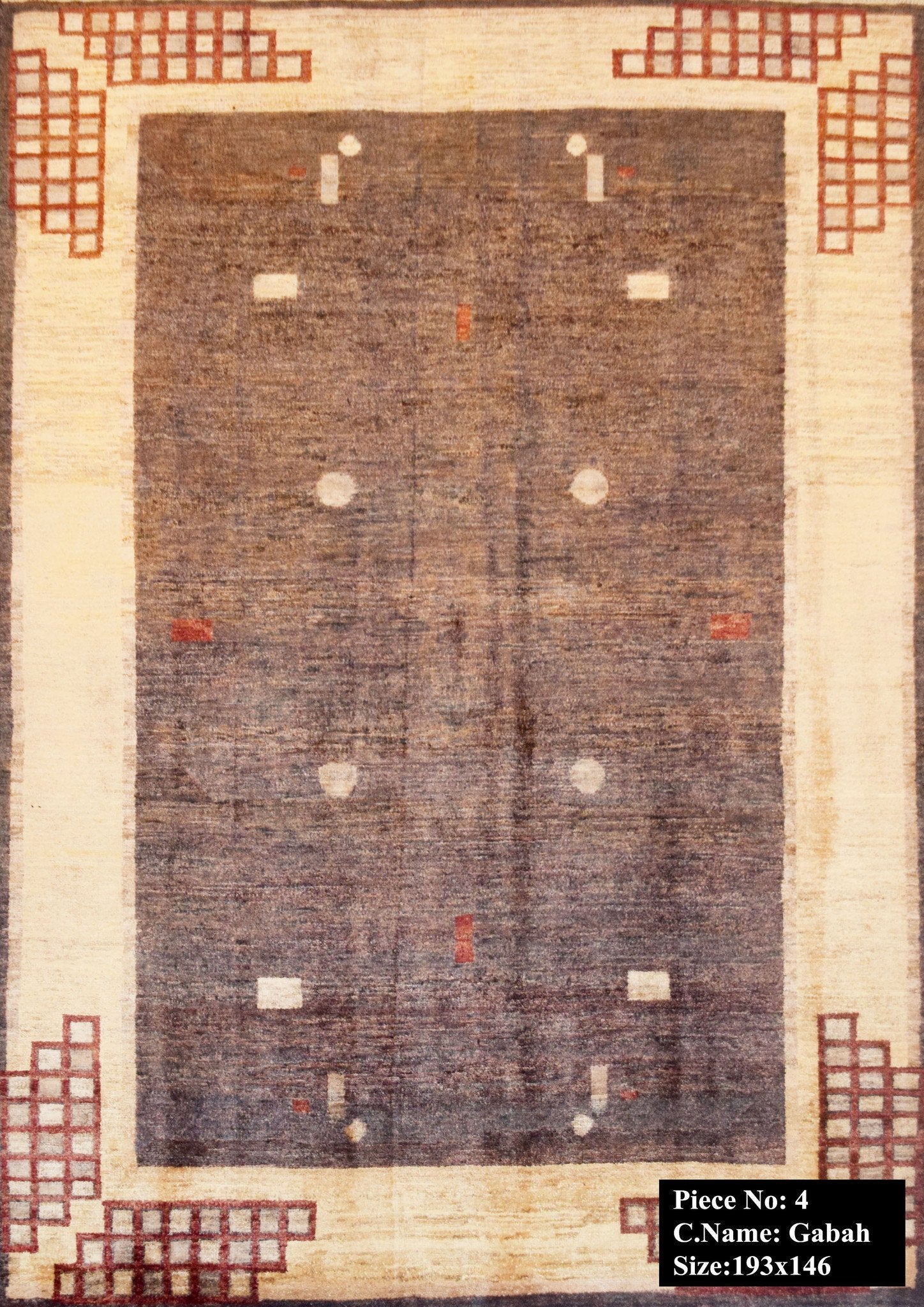 Bruine Tetris Blokken Gabbah Tapijt 193x146 - Omid Carpets