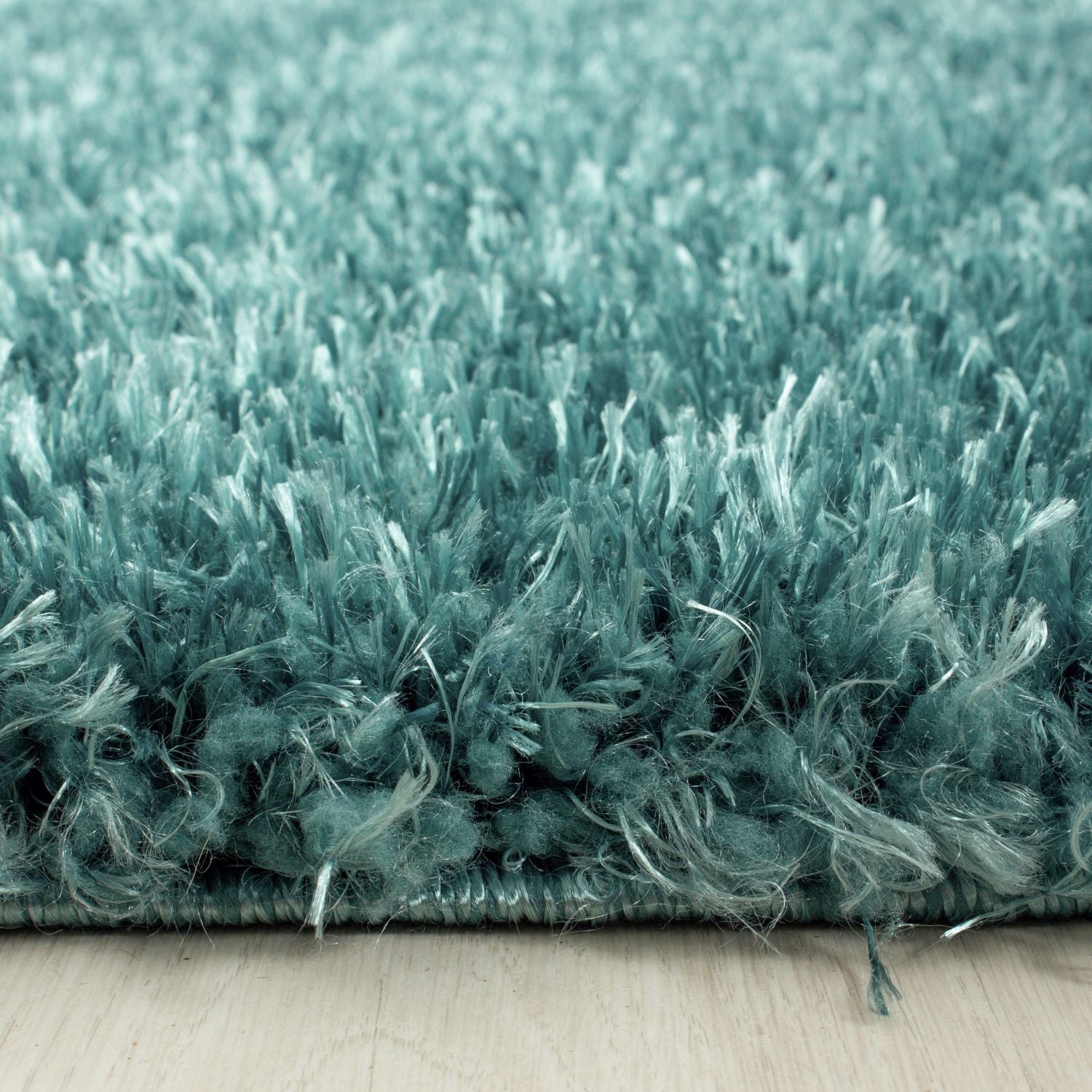 Blauw Tapijt Hoogpolig Vloerkleed - Omid Shiny Shaggy