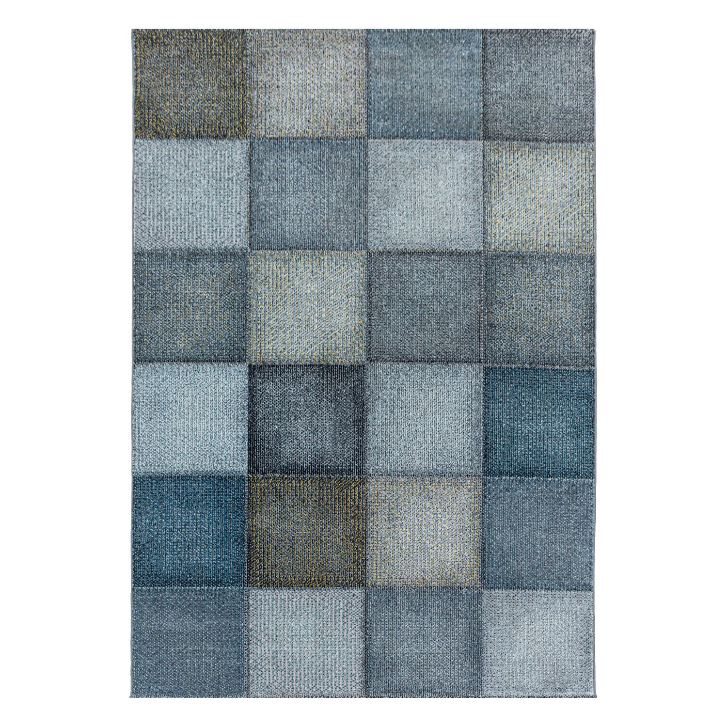 Blauw Tapijt Laagpolig Vloerkleed Omid Squared