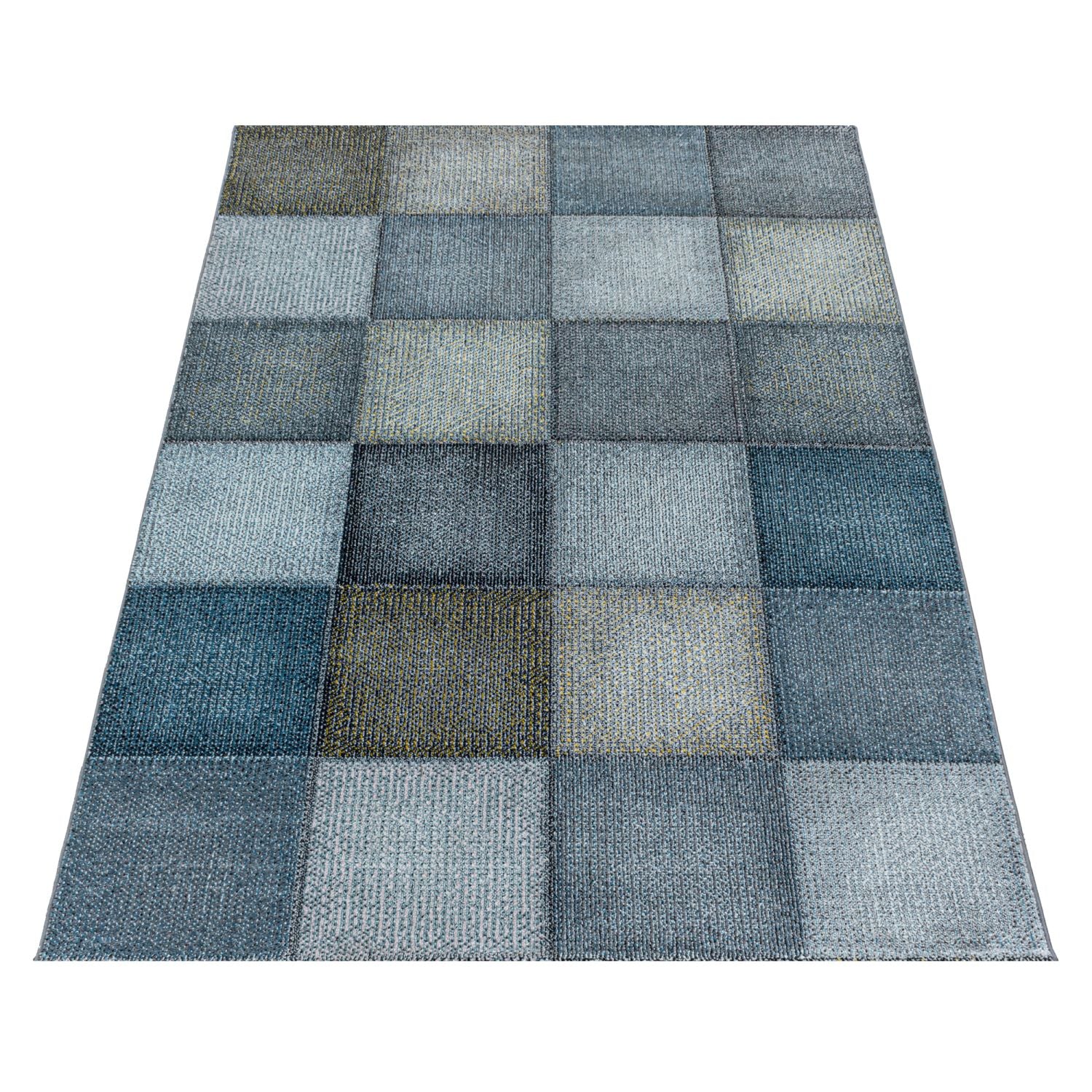 Blauw Tapijt Laagpolig Vloerkleed Omid Squared