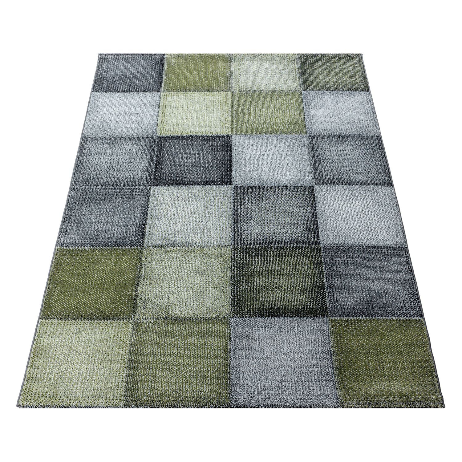 Groen Tapijt Laagpolig Vloerkleed Omid Squared
