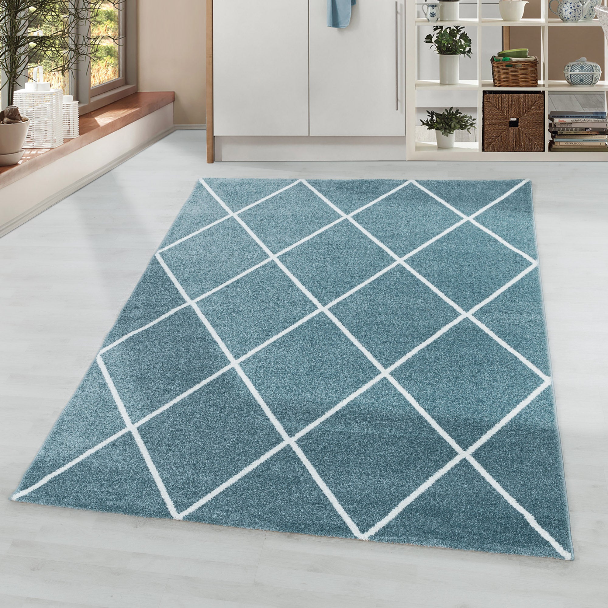 Blauw Tapijt Laagpolig Vloerkleed Omid Sensational