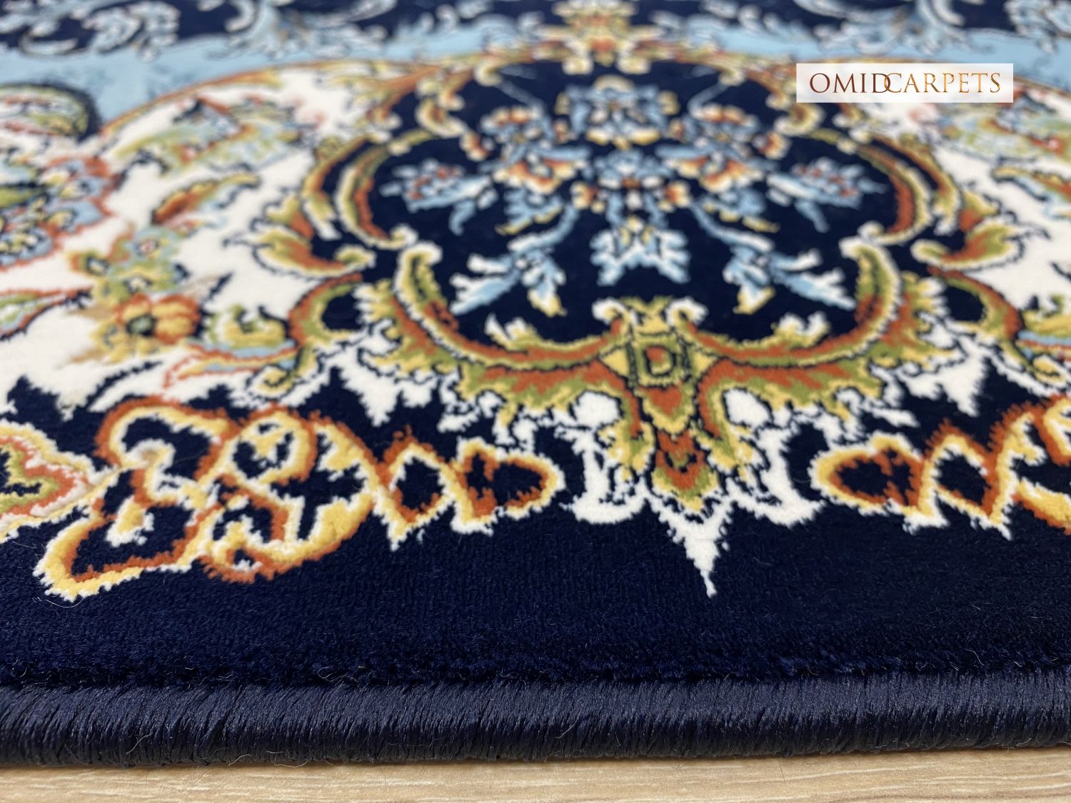 Blauw Tapijt Laagpolig Klassiek Vloerkleed - Omid Premium Classic Hand Look - 3 Miljoen punten/m²