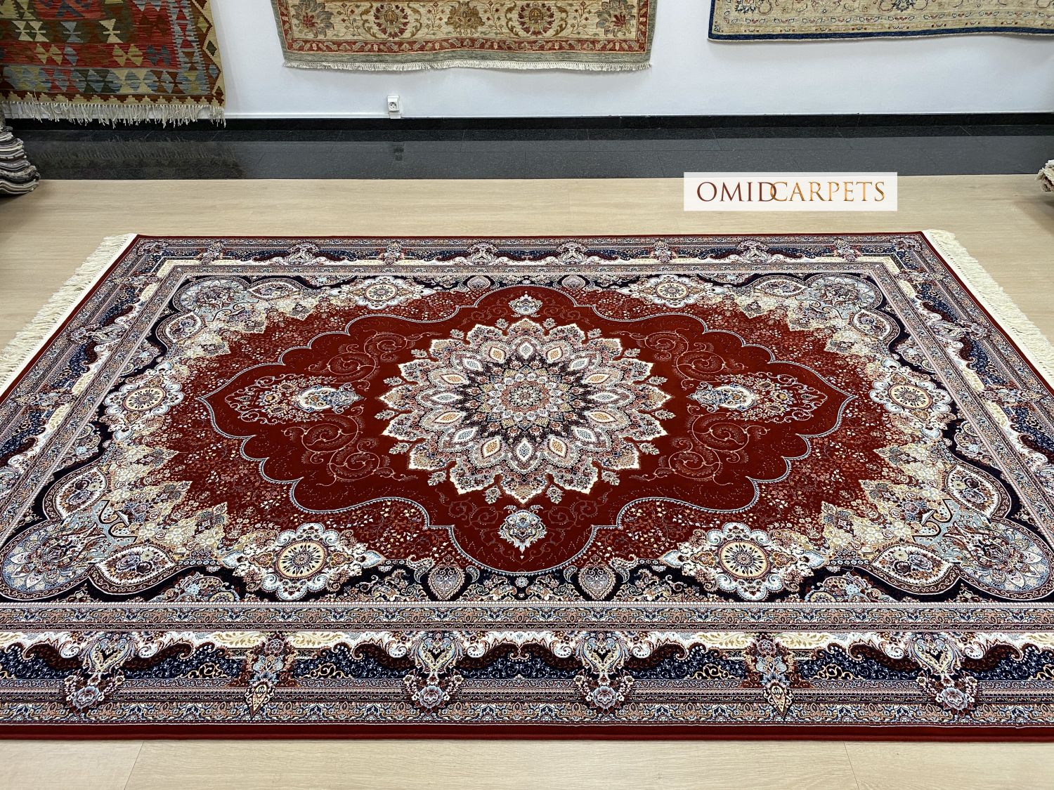 قالین 1200 شانه * Rood Tapijt Laagpolig Klassiek Vloerkleed - Omid Premium Classic Hand Look - 3 Miljoen punten/m²