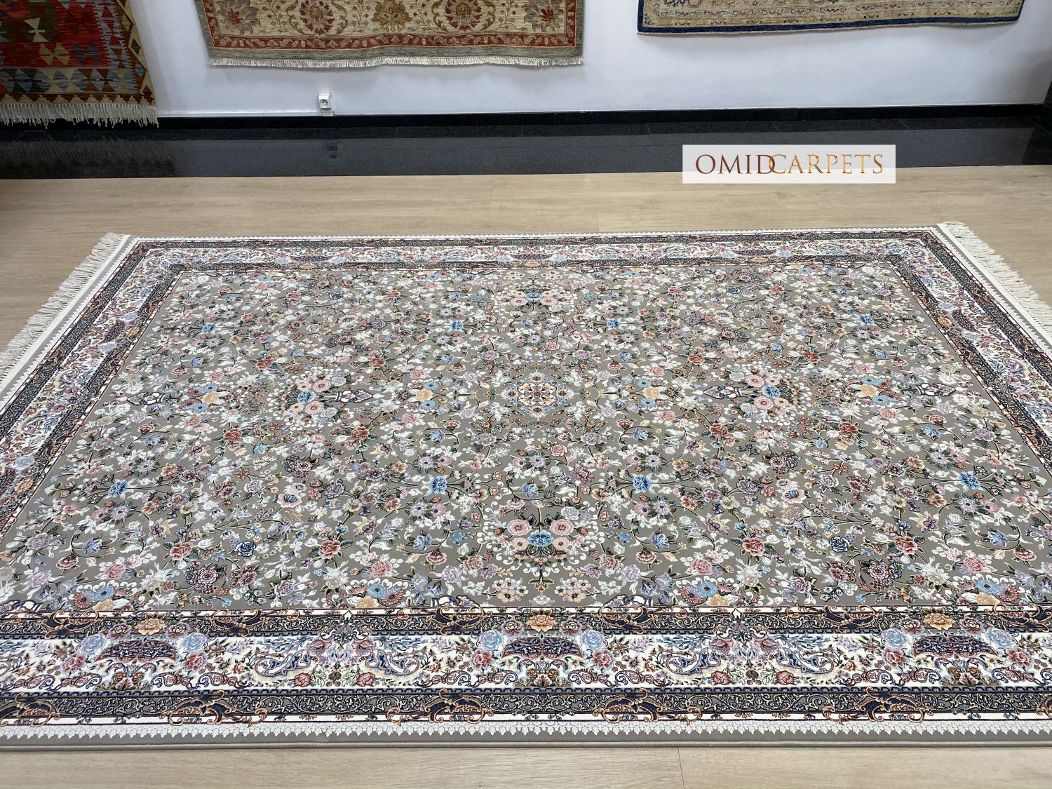قالین 1200 شانه * Grijs Tapijt Laagpolig Klassiek Vloerkleed - Omid Premium Classic Hand Look - 3 Miljoen punten/m²