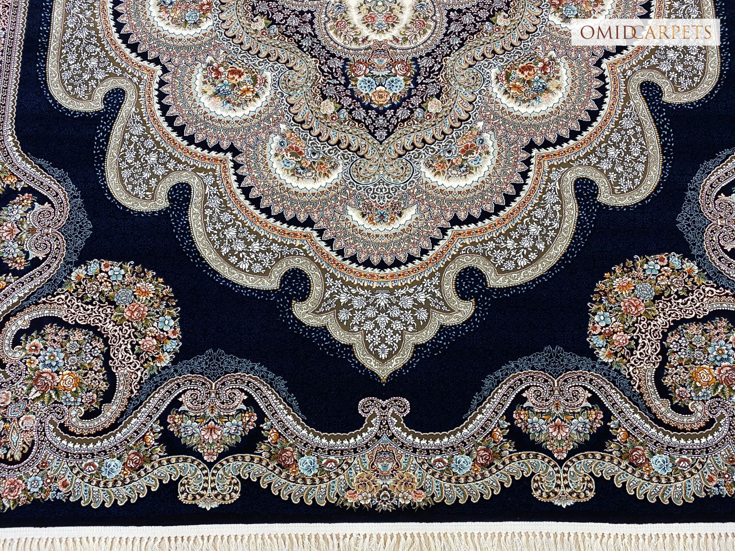 Blauw Tapijt Laagpolig Klassiek Vloerkleed - Omid Premium Classic - 1,5 Miljoen punten/m²