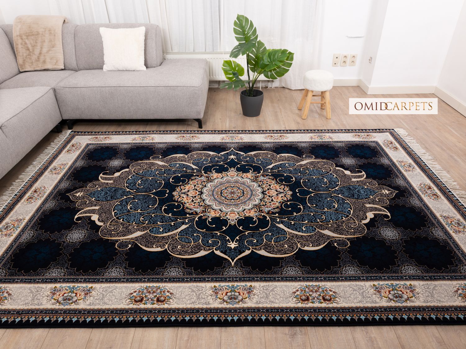 قالین 700 شانه * Blauw Tapijt Laagpolig Klassiek Vloerkleed - Omid Premium Classic - 1,5 Miljoen punten/m²