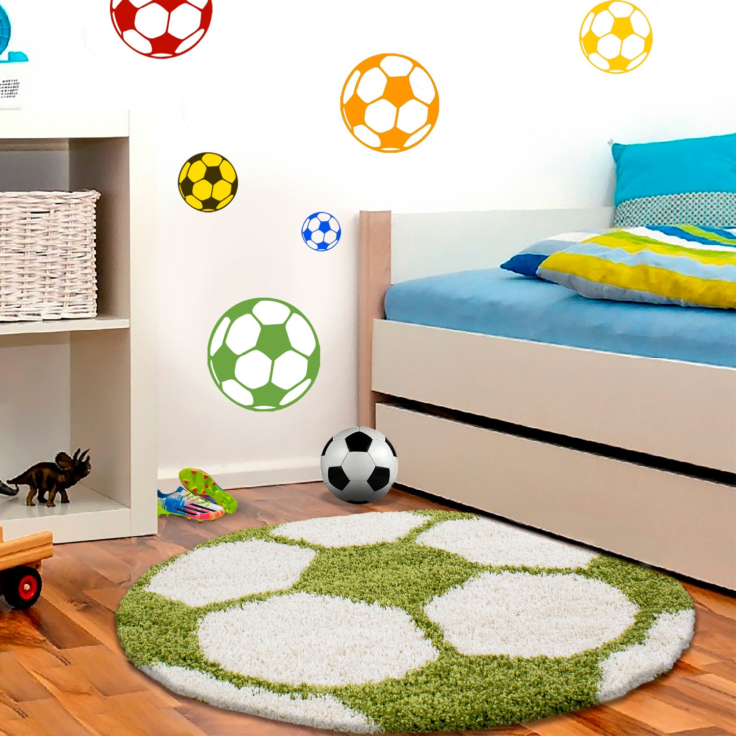 Kindertapijt Omid Voetbal Groen Vloerkleed - Omid Carpets