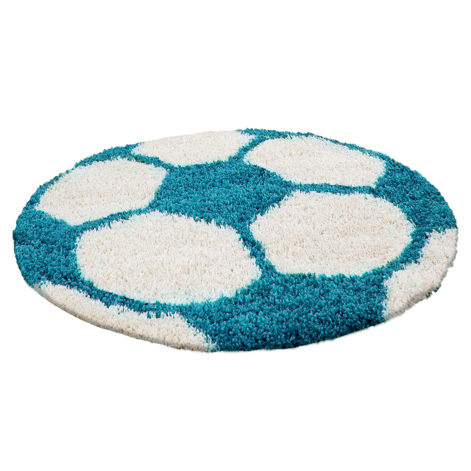 Kindertapijt Omid Voetbal Lichtblauw Vloerkleed - Omid Carpets