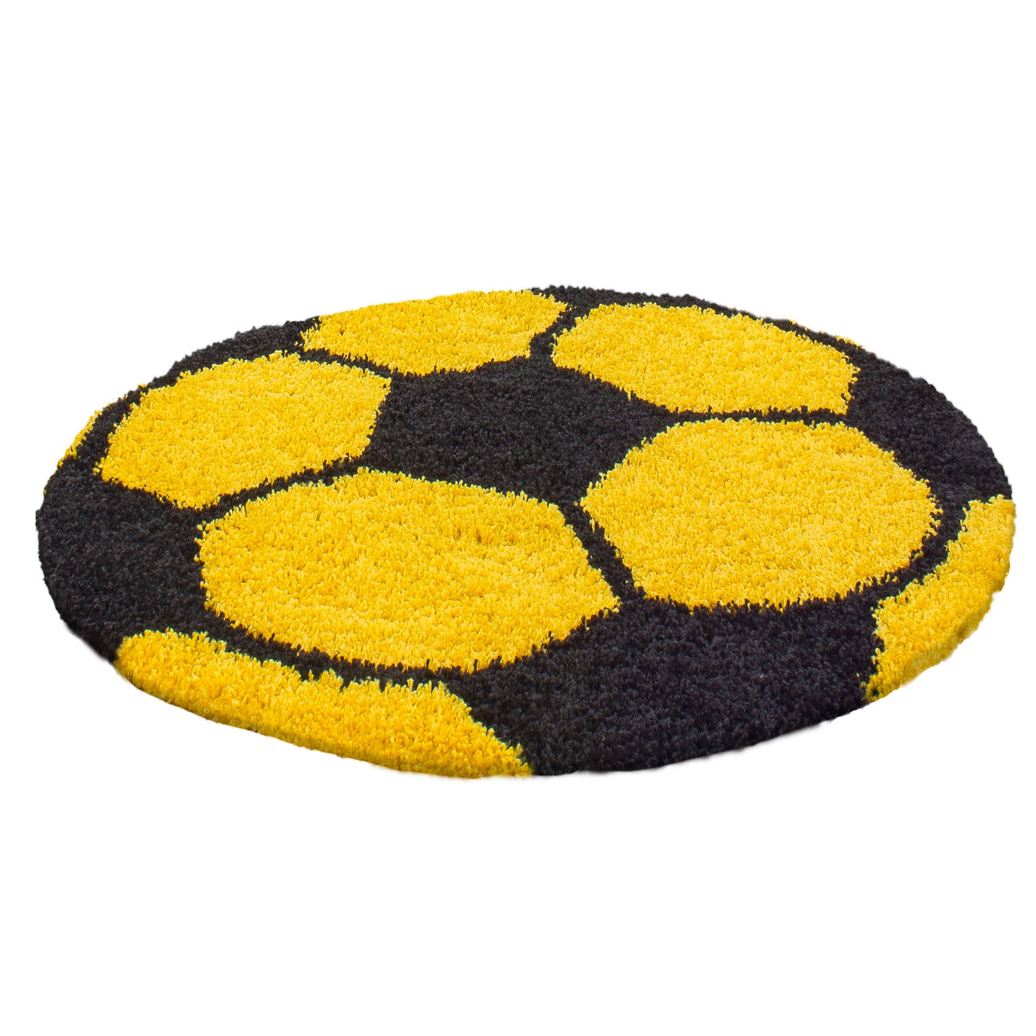 Kindertapijt Omid Voetbal Geel Vloerkleed - Omid Carpets