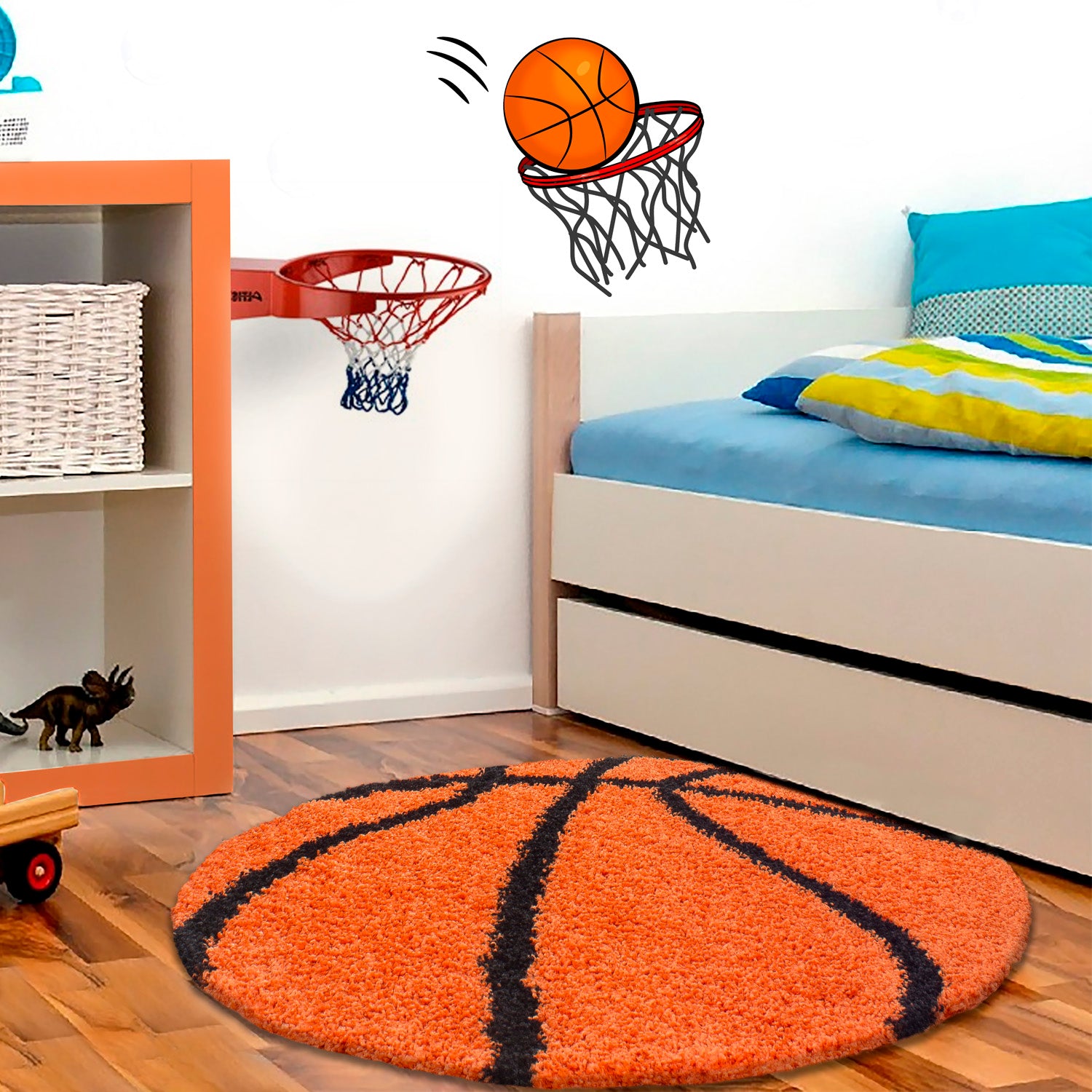 Kindertapijt Omid Basketbal Oranje Vloerkleed - Omid Carpets