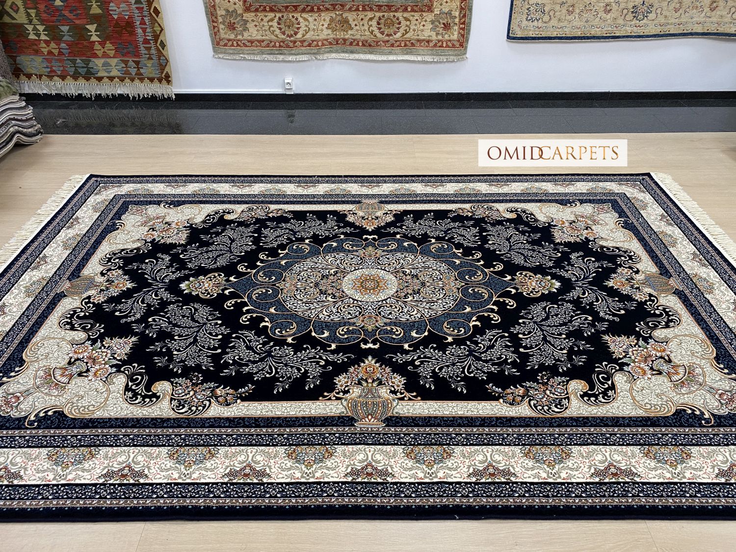 قالین 700 شانه * Blauw Tapijt Laagpolig Klassiek Vloerkleed - Omid Premium Classic - 1,5 Miljoen punten/m²