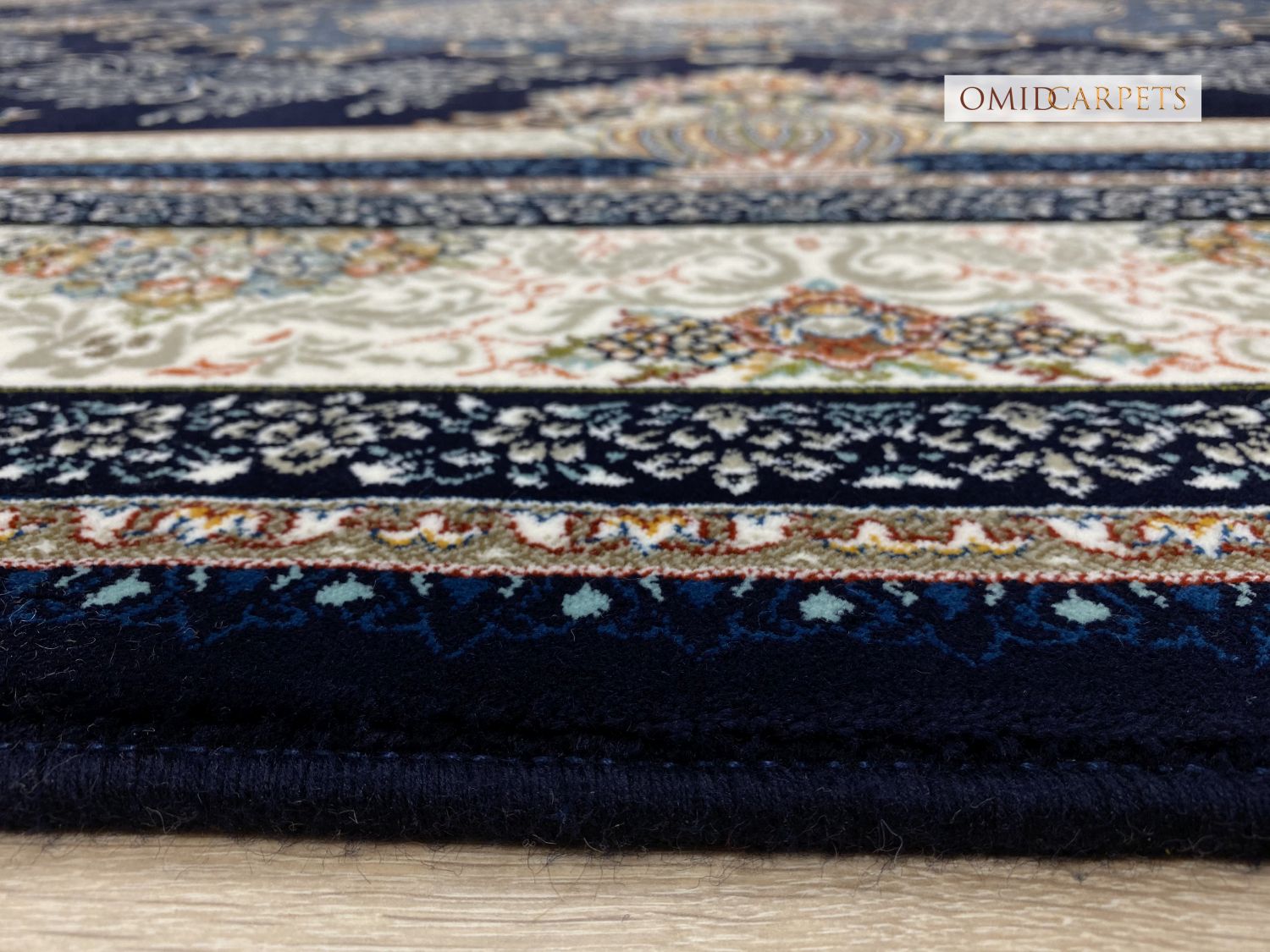 Blauw Tapijt Laagpolig Klassiek Vloerkleed - Omid Premium Classic - 1,5 Miljoen punten/m²