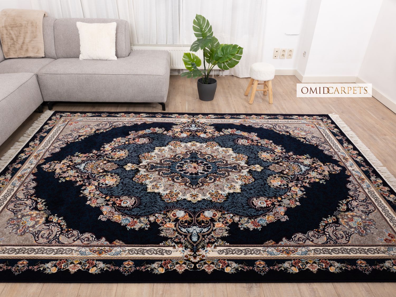 قالین 700 شانه * Donkerblauw Tapijt Laagpolig Klassiek Vloerkleed - Omid Premium Classic - 1,5 Miljoen punten/m²