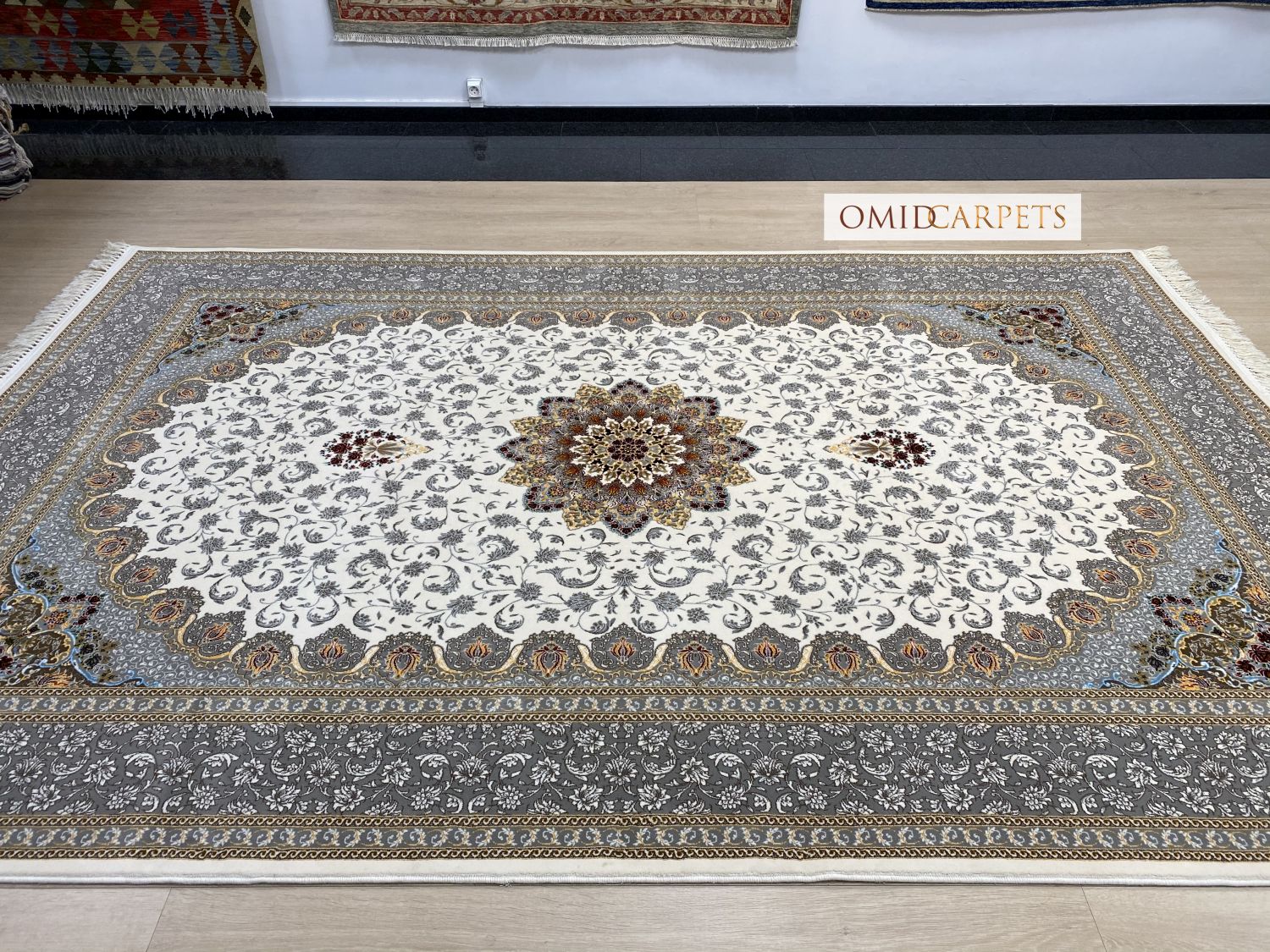 قالین 700 شانه * Crème Tapijt Laagpolig Klassiek Vloerkleed - Omid Premium Classic - 1,5 Miljoen punten/m²