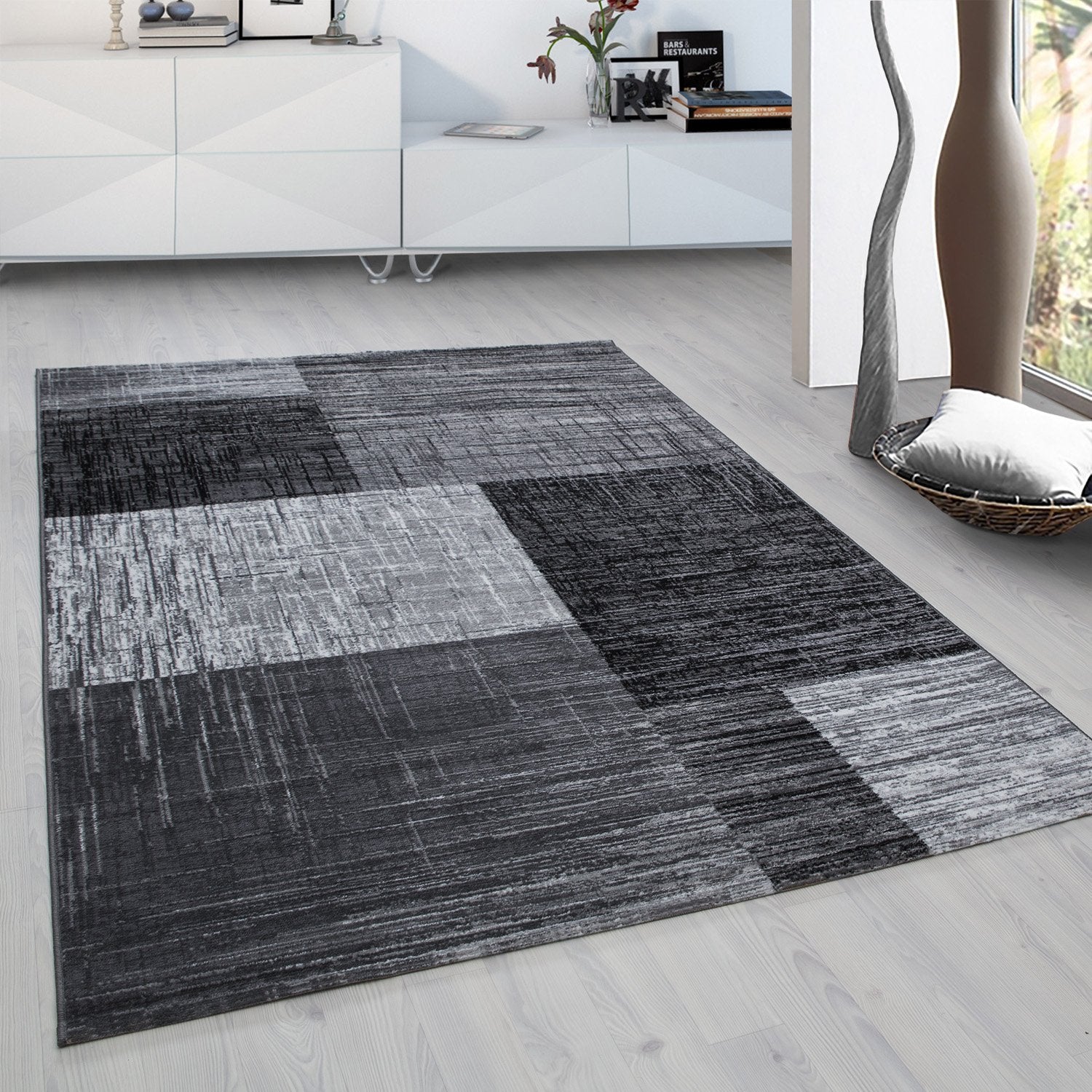 Grijs Tapijt Laagpolig Vloerkleed Omid Creative - Omid Carpets