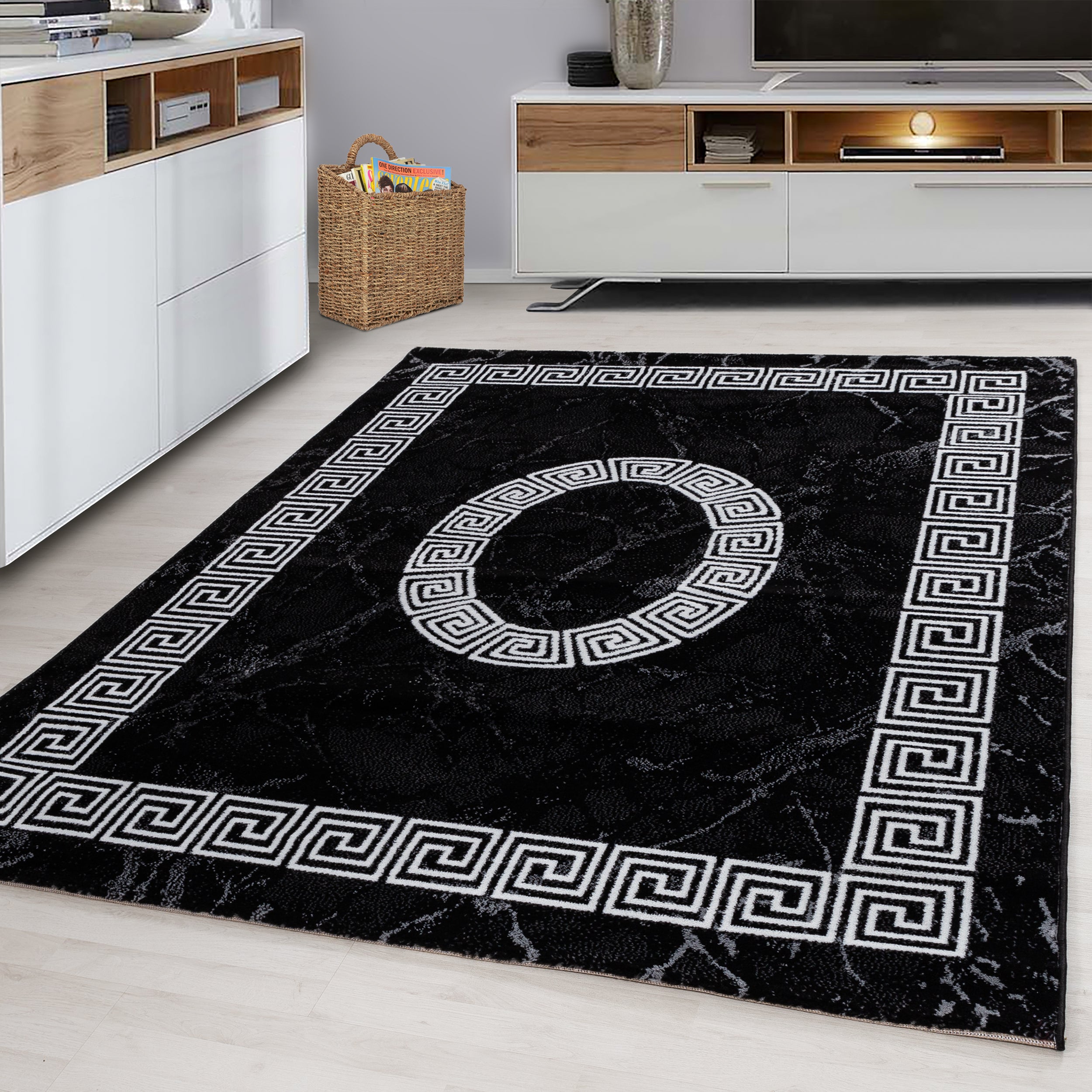 Zwart Tapijt Laagpolig Vloerkleed Omid Creative - Omid Carpets