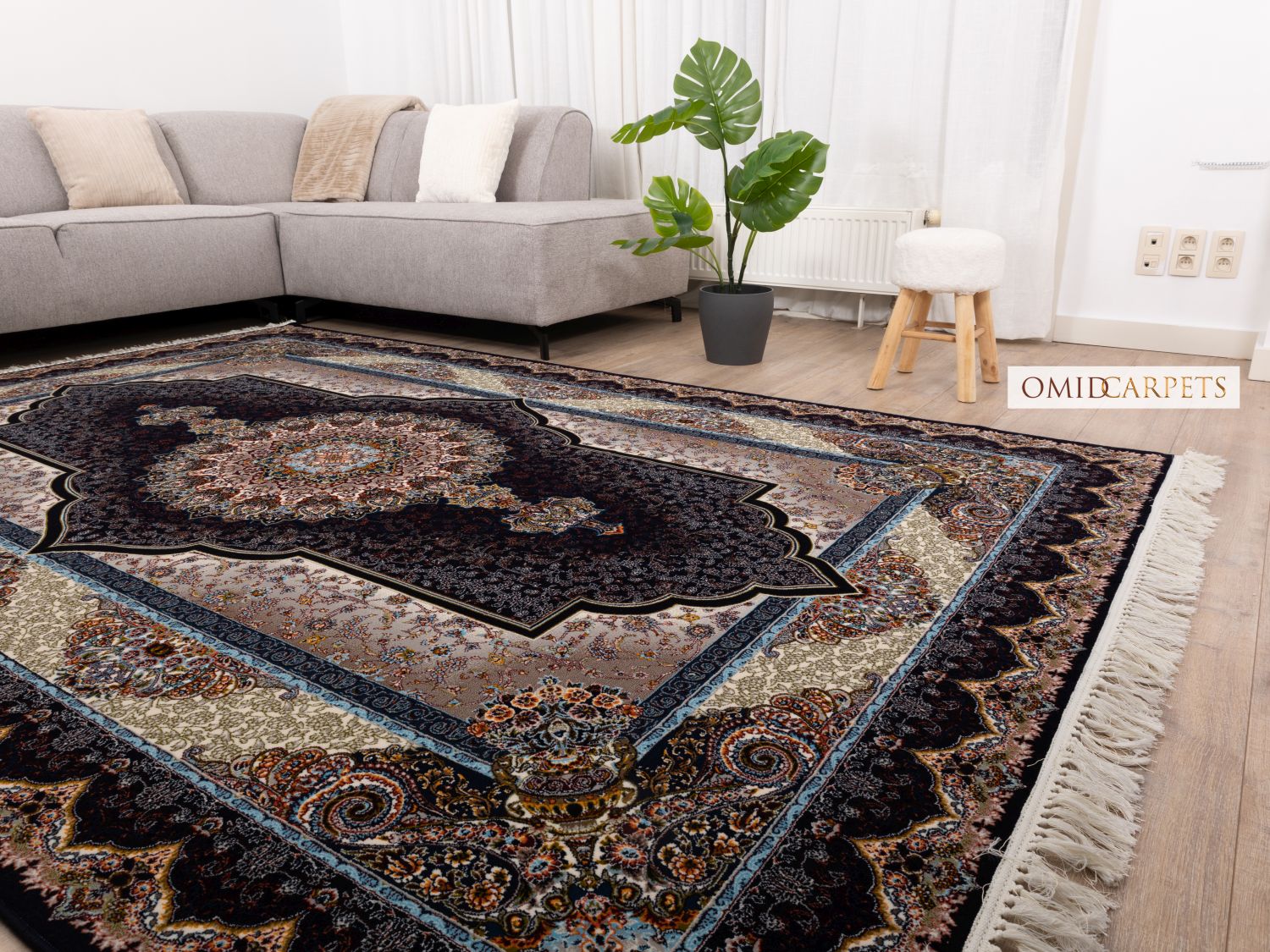 Blauw Tapijt Laagpolig Klassiek Vloerkleed - Omid Premium Classic - 1,5 Miljoen punten/m²