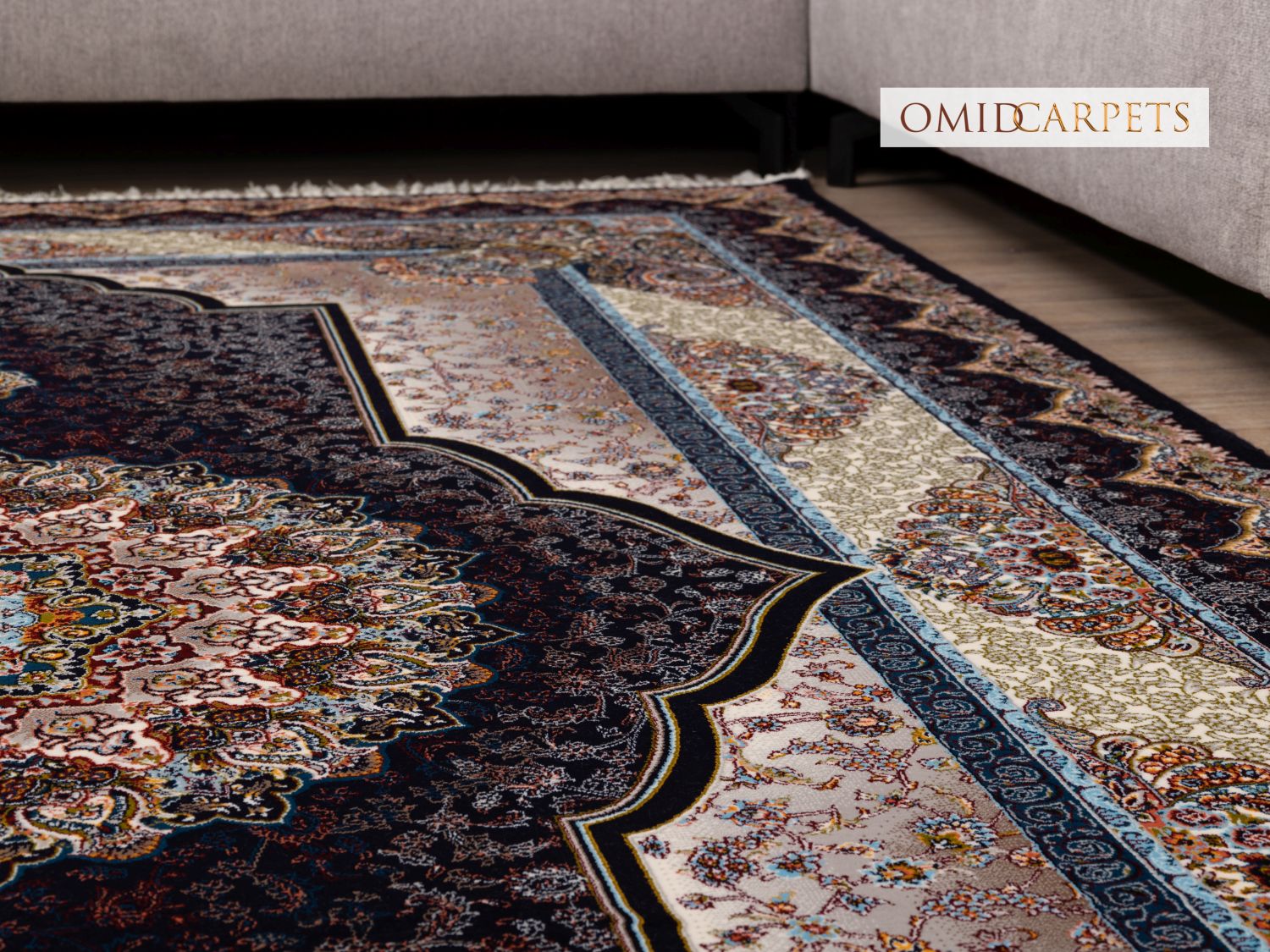 Blauw Tapijt Laagpolig Klassiek Vloerkleed - Omid Premium Classic - 1,5 Miljoen punten/m²