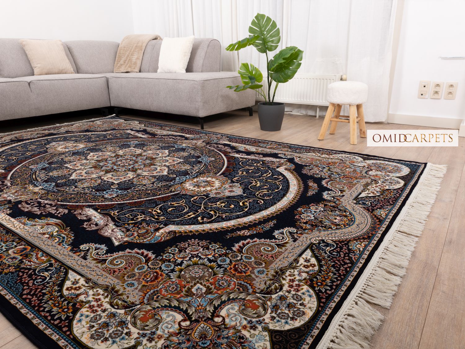 Blauw Tapijt Laagpolig Klassiek Vloerkleed - Omid Premium Classic - 1,5 Miljoen punten/m²