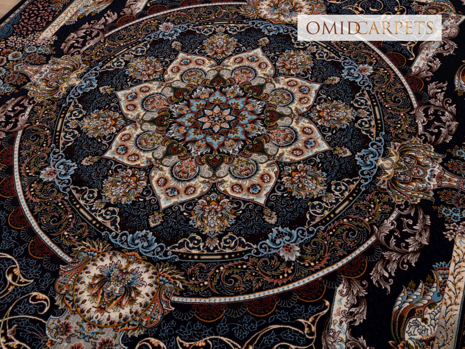 قالین 700 شانه * Blauw Tapijt Laagpolig Klassiek Vloerkleed - Omid Premium Classic - 1,5 Miljoen punten/m²