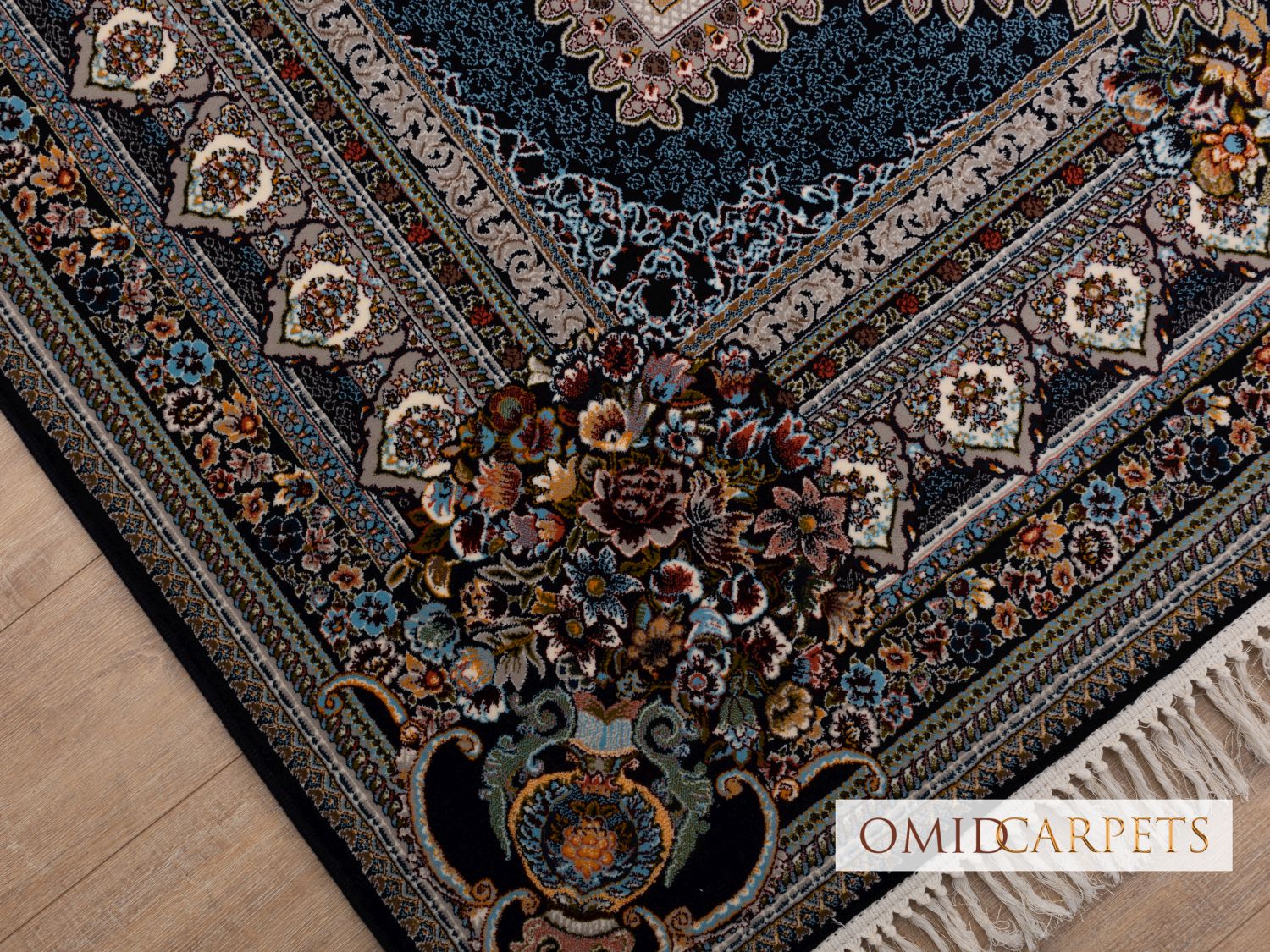 قالین 700 شانه * Blauw Tapijt Laagpolig Klassiek Vloerkleed - Omid Premium Classic - 1,5 Miljoen punten/m²