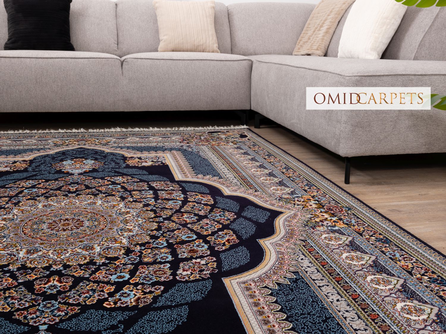 Blauw Tapijt Laagpolig Klassiek Vloerkleed - Omid Premium Classic - 1,5 Miljoen punten/m²