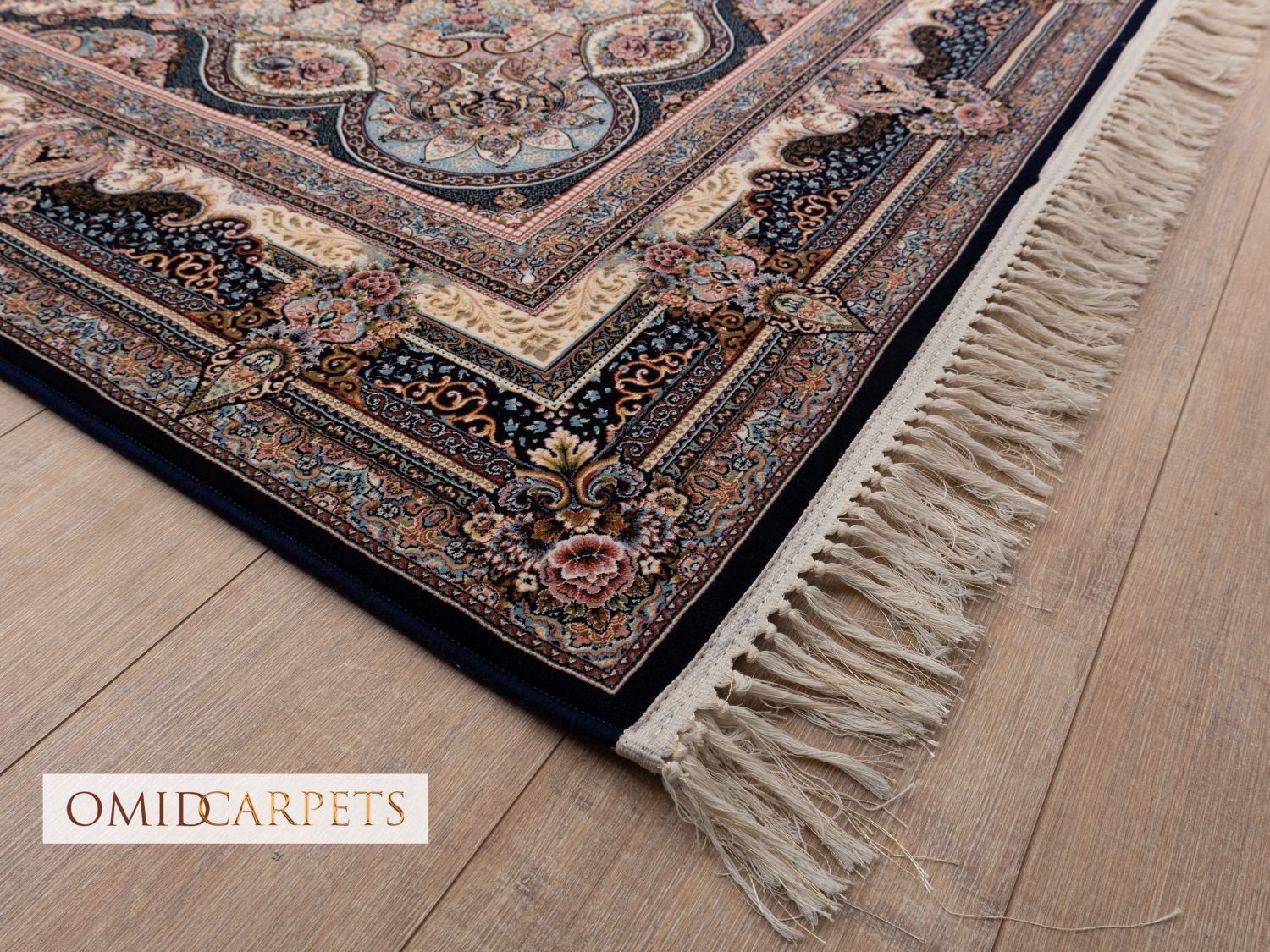 قالین 1200 شانه * Blauw Tapijt Laagpolig Klassiek Vloerkleed - Omid Premium Classic Hand Look - 3 Miljoen punten/m²