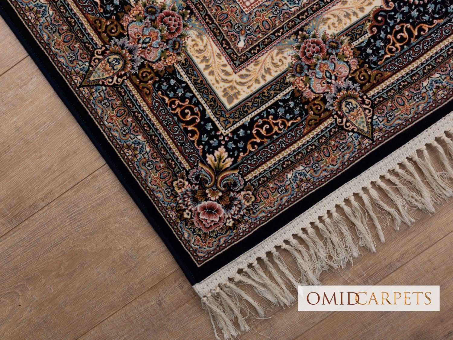 Blauw Tapijt Laagpolig Klassiek Vloerkleed - Omid Premium Classic Hand Look - 3 Miljoen punten/m²