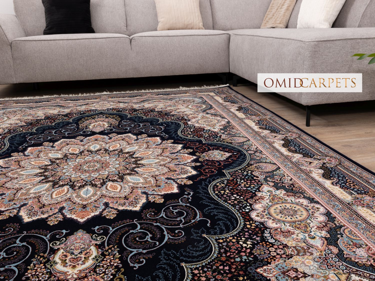 قالین 1200 شانه * Blauw Tapijt Laagpolig Klassiek Vloerkleed - Omid Premium Classic Hand Look - 3 Miljoen punten/m²