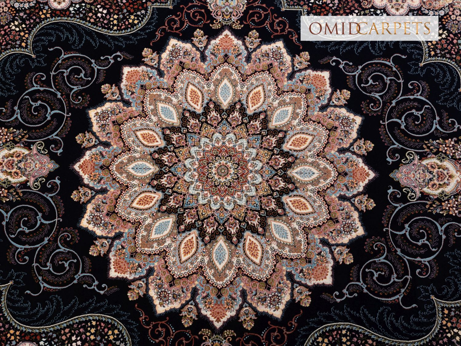 قالین 1200 شانه * Blauw Tapijt Laagpolig Klassiek Vloerkleed - Omid Premium Classic Hand Look - 3 Miljoen punten/m²