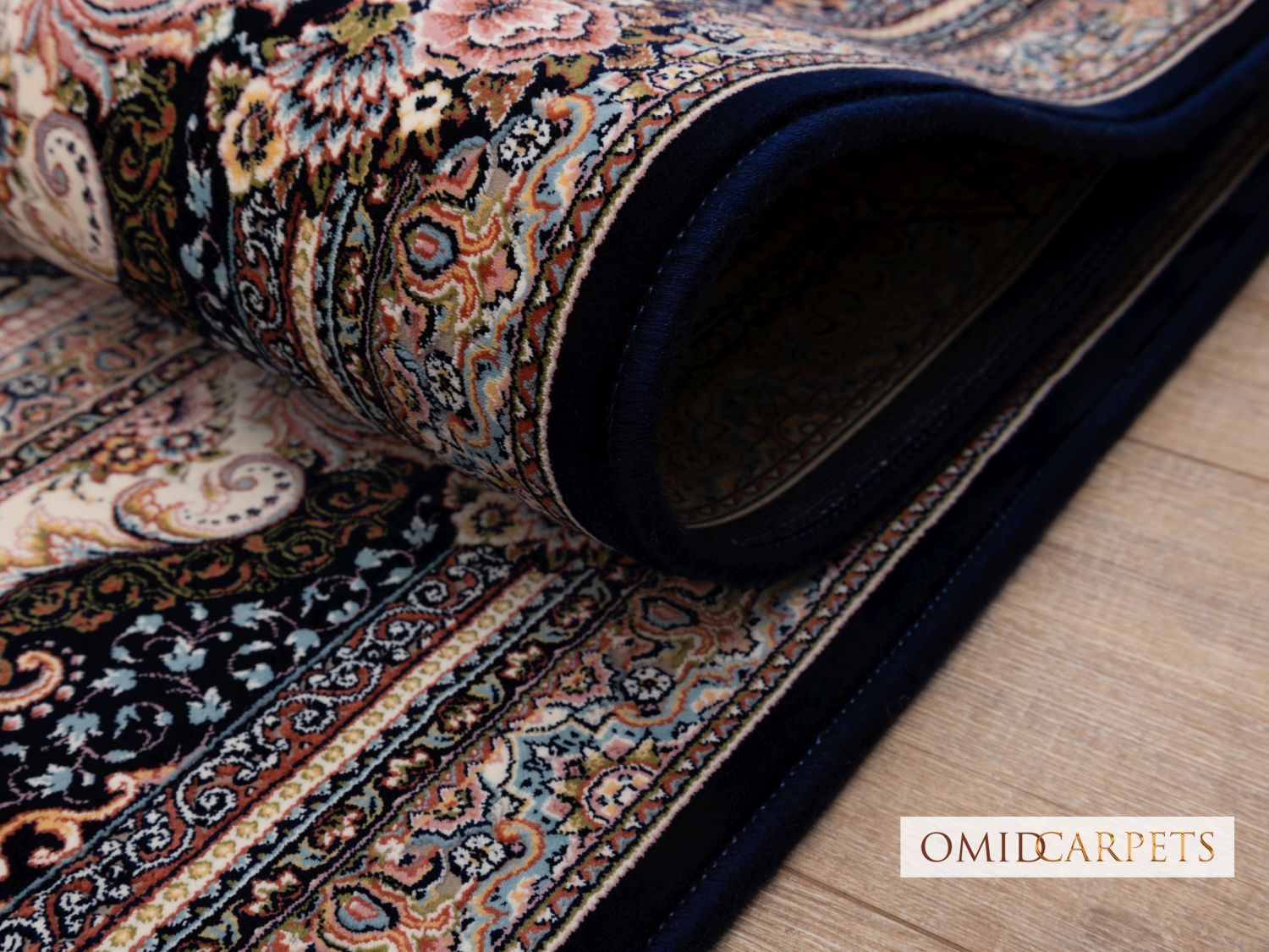 قالین 1200 شانه * Blauw Tapijt Laagpolig Klassiek Vloerkleed - Omid Premium Classic Hand Look - 3 Miljoen punten/m²