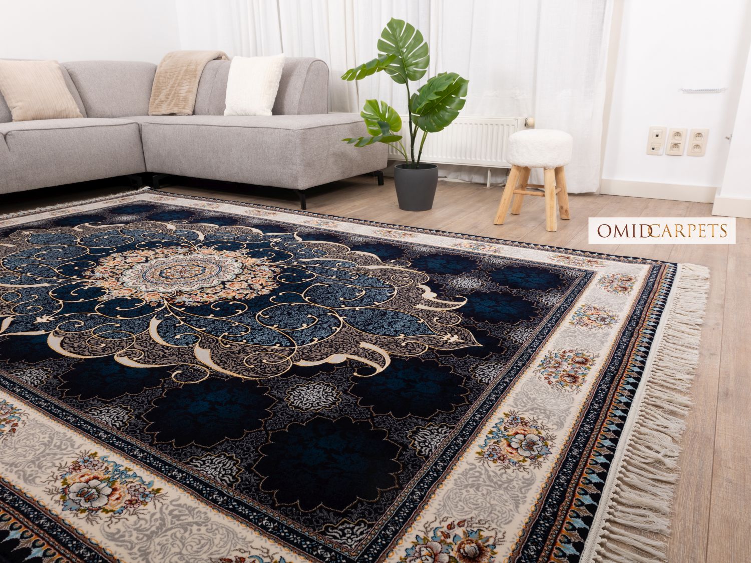 قالین 700 شانه * Blauw Tapijt Laagpolig Klassiek Vloerkleed - Omid Premium Classic - 1,5 Miljoen punten/m²