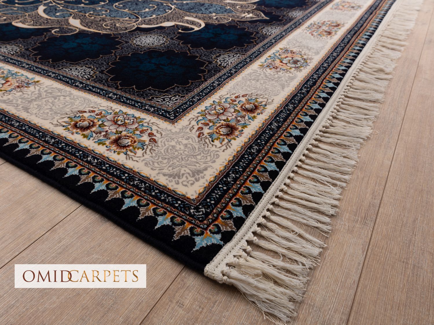 Blauw Tapijt Laagpolig Klassiek Vloerkleed - Omid Premium Classic - 1,5 Miljoen punten/m²