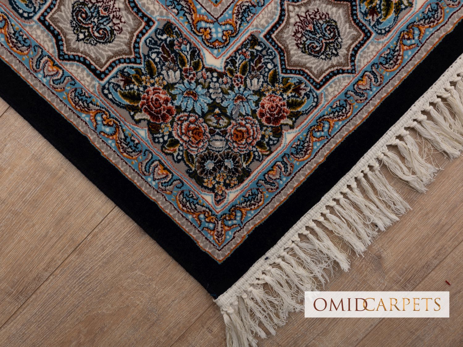 Blauw Tapijt Laagpolig Klassiek Vloerkleed - Omid Premium Classic - 1,5 Miljoen punten/m²