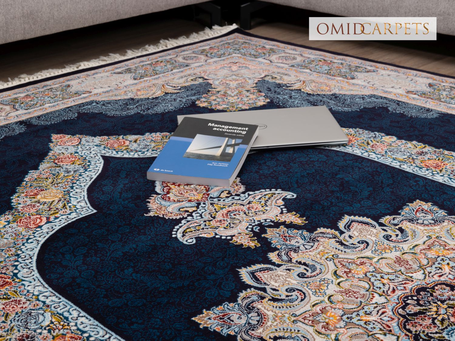 Blauw Tapijt Laagpolig Klassiek Vloerkleed - Omid Premium Classic - 1,5 Miljoen punten/m²