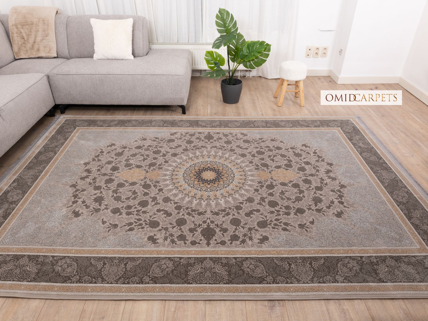 قالین 1200 شانه * Grijs Tapijt Laagpolig Klassiek Vloerkleed - Omid Premium Classic Hand Look - 3 Miljoen punten/m²