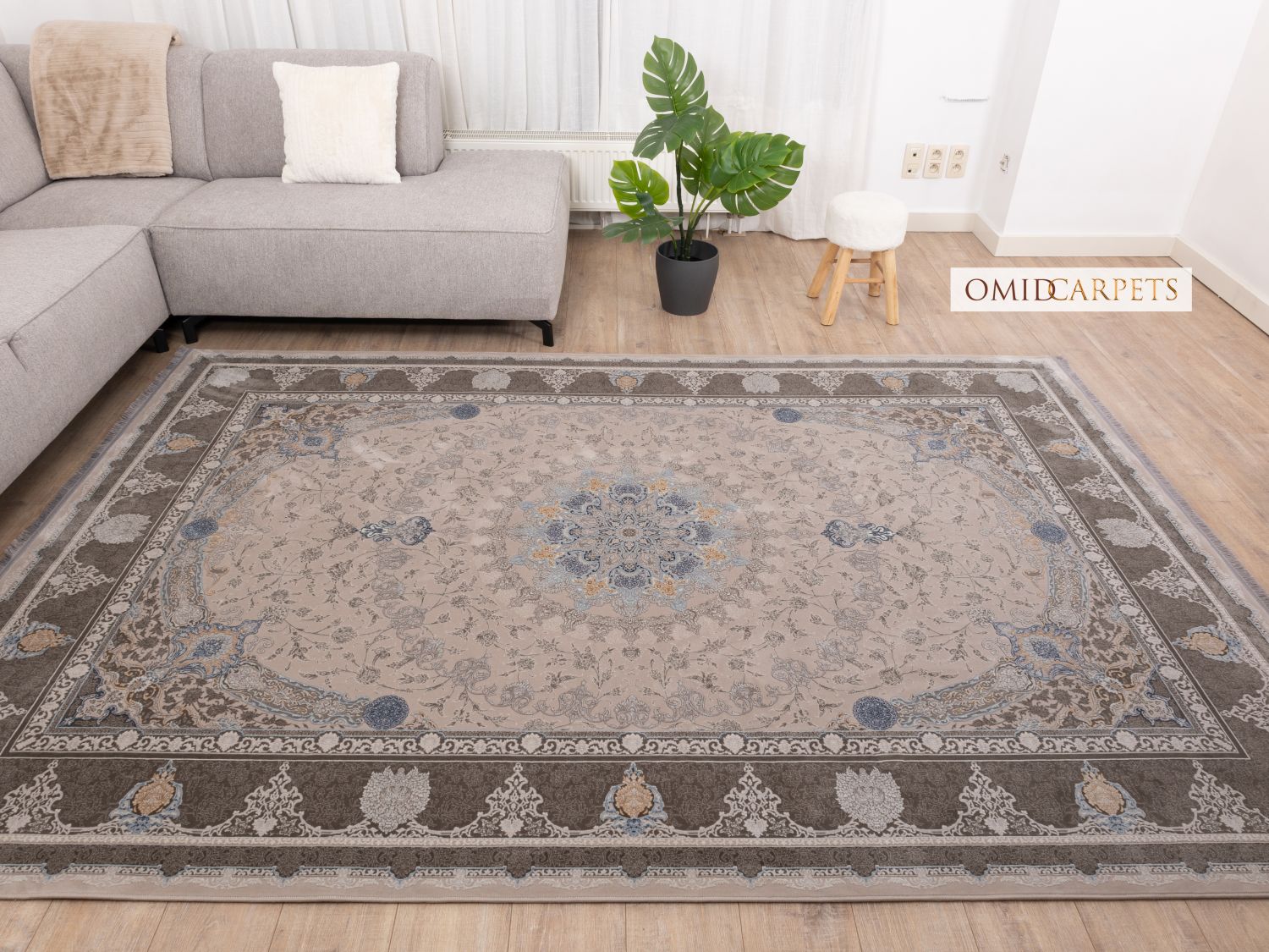 قالین 1200 شانه * Grijs Tapijt Laagpolig Klassiek Vloerkleed - Omid Premium Classic Hand Look - 3 Miljoen punten/m²
