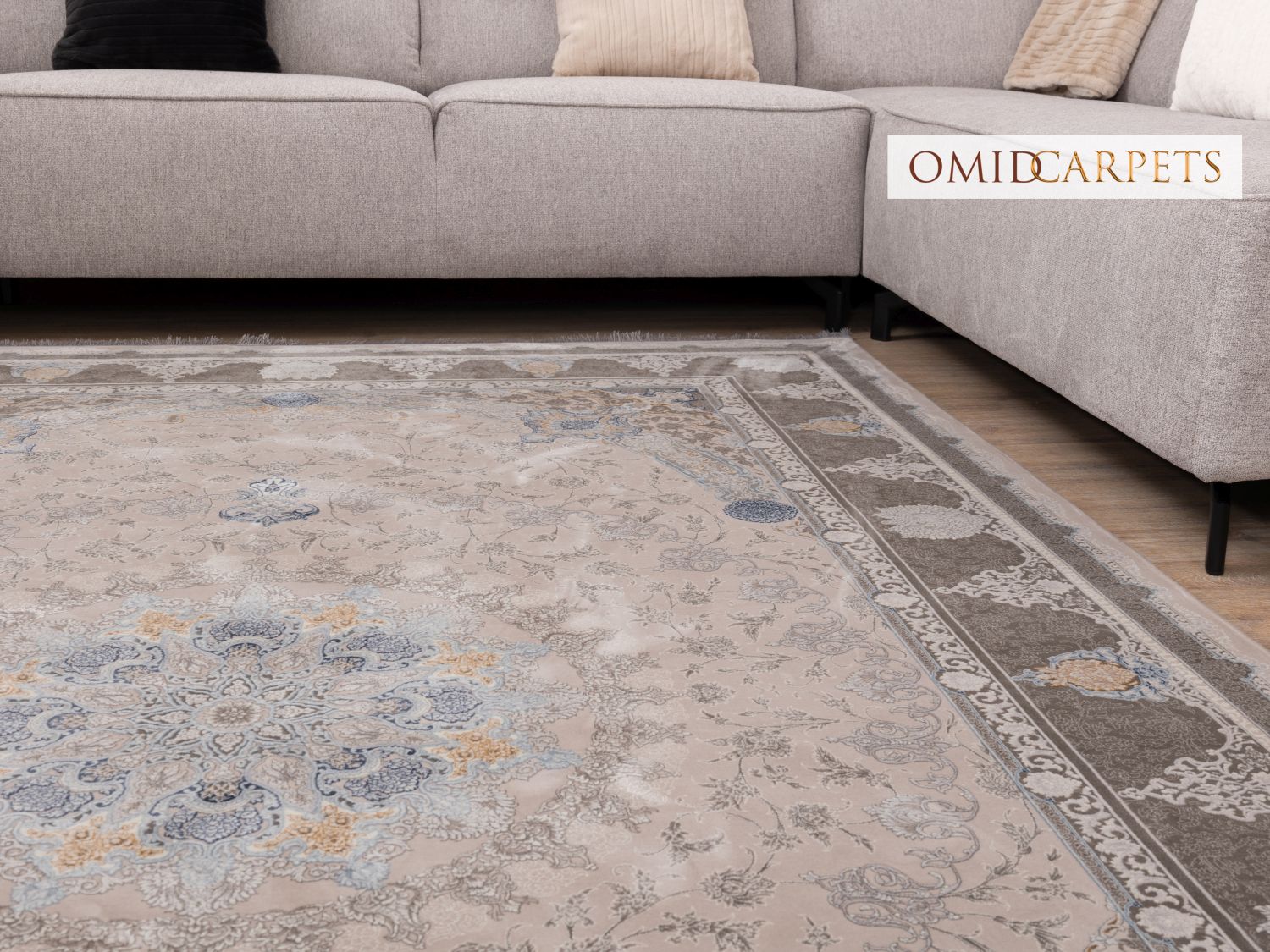 قالین 1200 شانه * Grijs Tapijt Laagpolig Klassiek Vloerkleed - Omid Premium Classic Hand Look - 3 Miljoen punten/m²